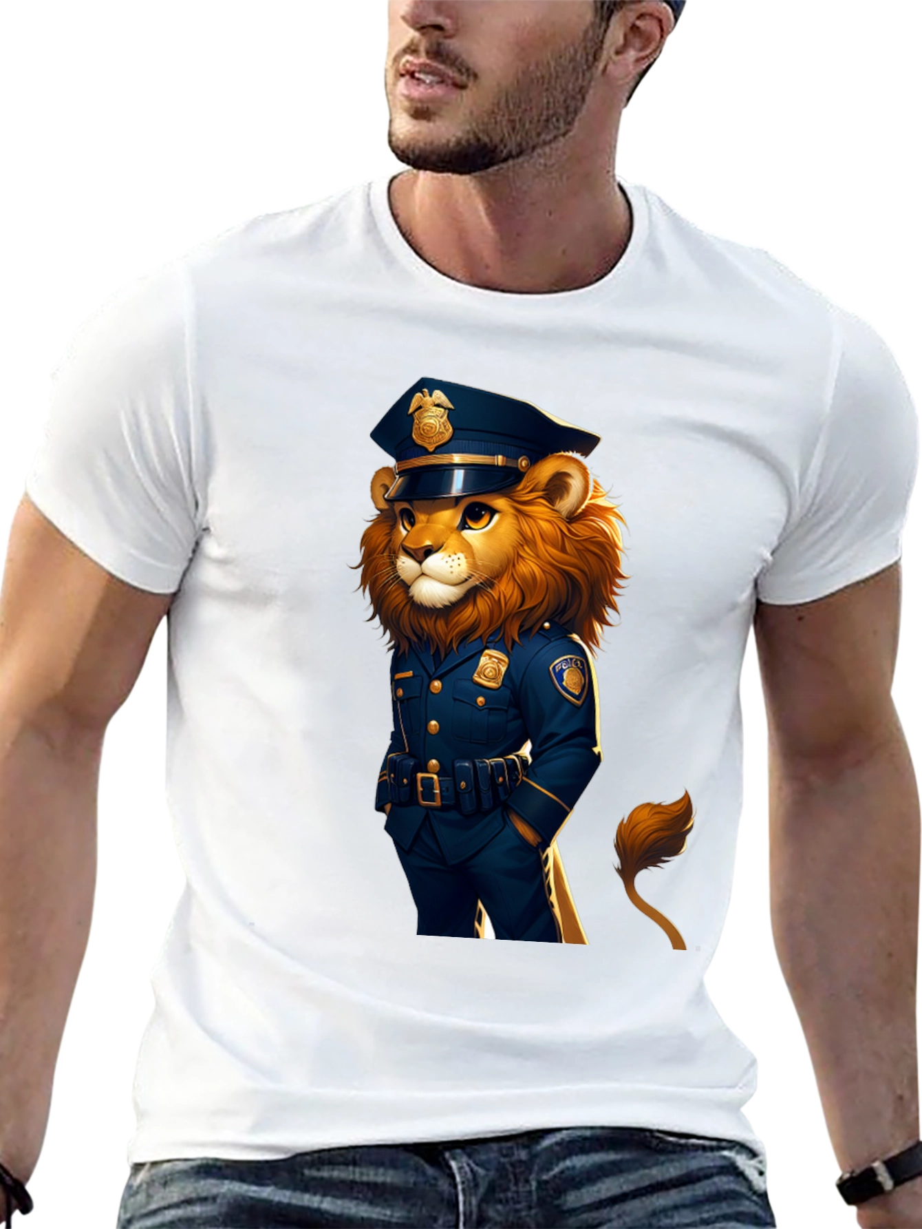 Lion Police Officer Graphic Tee