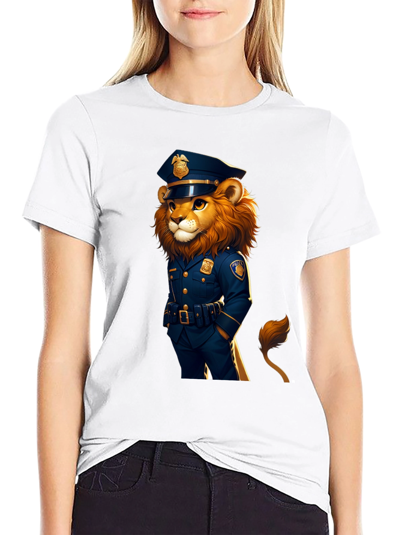 Lion Police Officer Graphic Tee