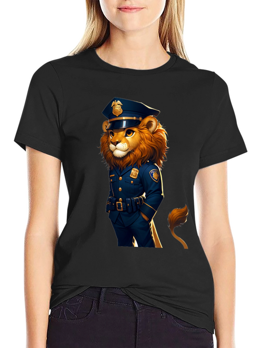 Lion Police Officer Graphic Tee