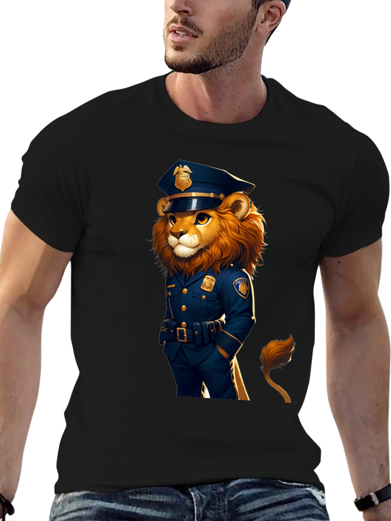 Lion Police Officer Graphic Tee