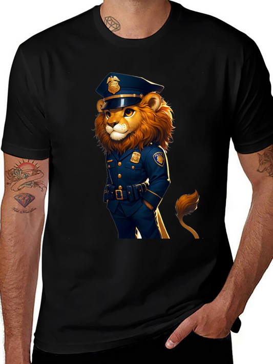 Lion Police Officer Graphic Tee