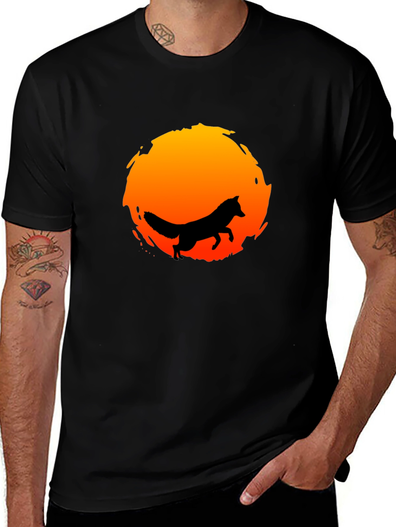 Fox Silhouette Sunset Graphic Tee - Stylish & Unique
