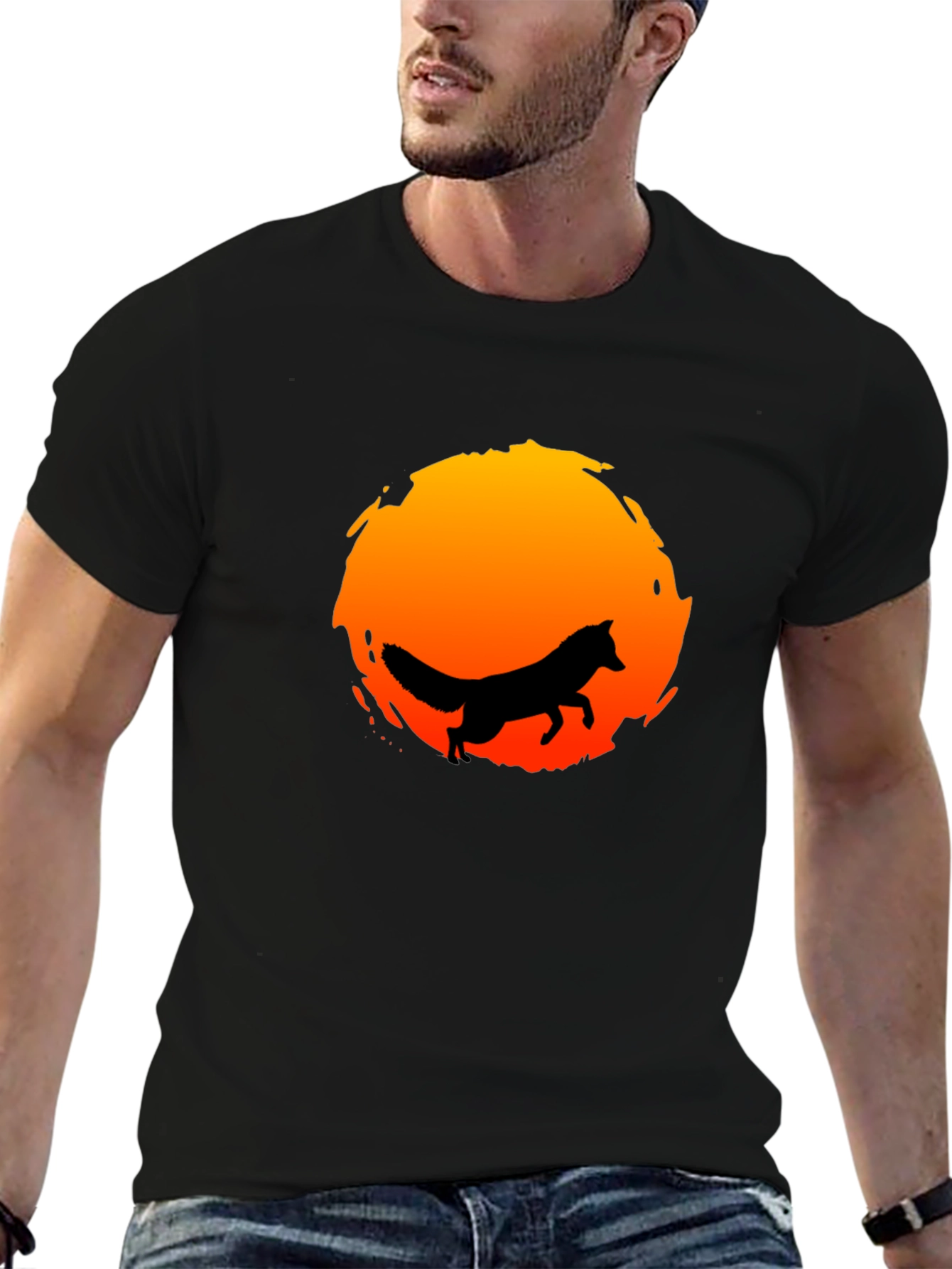 Fox Silhouette Sunset Graphic Tee - Stylish & Unique