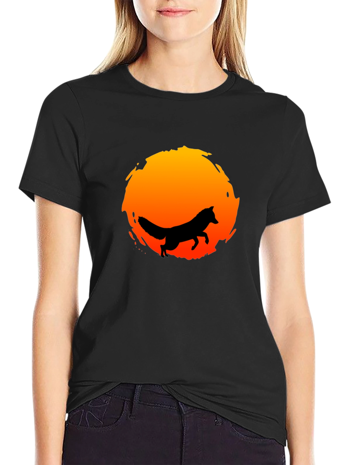 Fox Silhouette Sunset Graphic Tee - Stylish & Unique