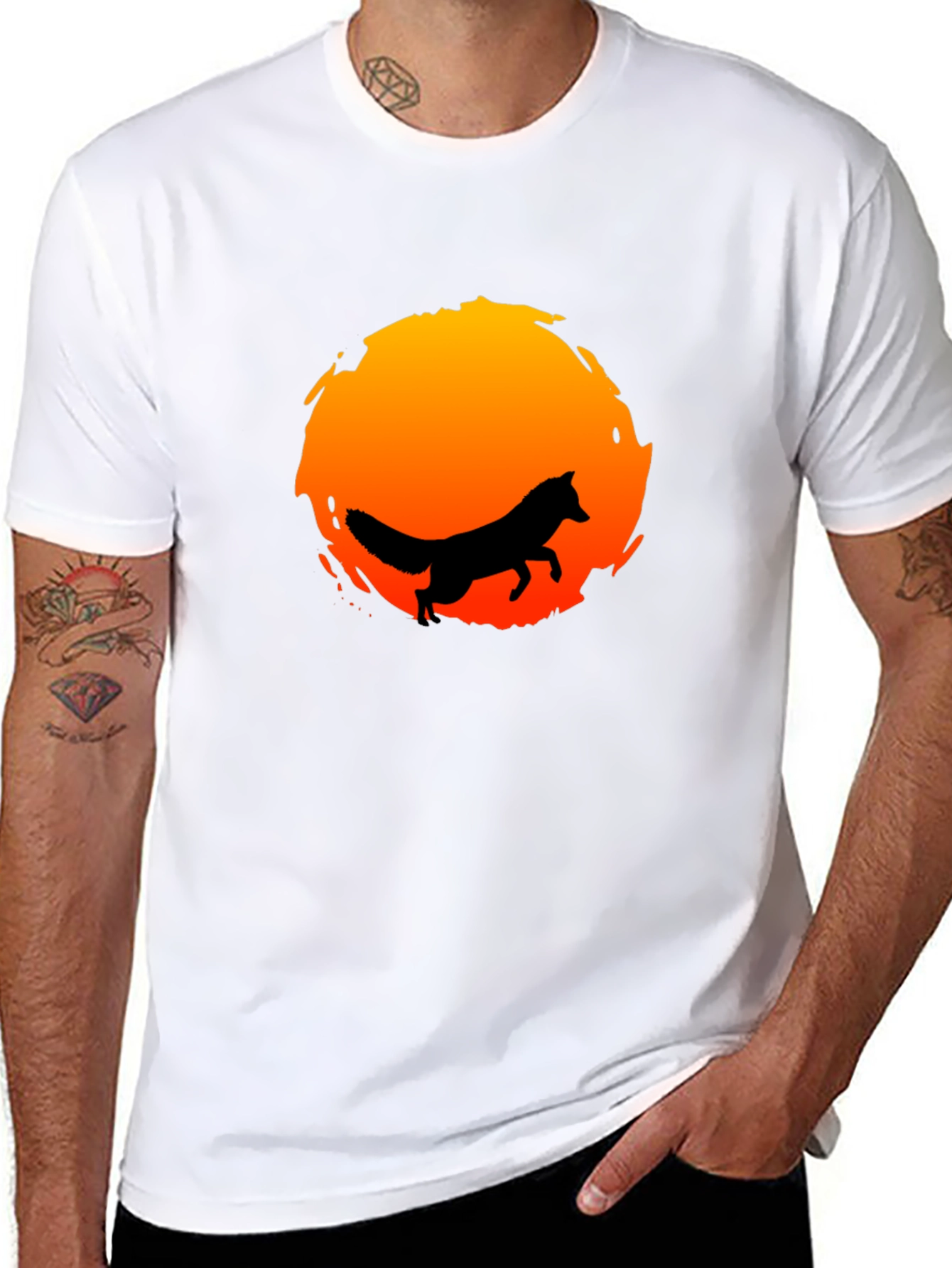 Fox Silhouette Sunset Graphic Tee - Stylish & Unique