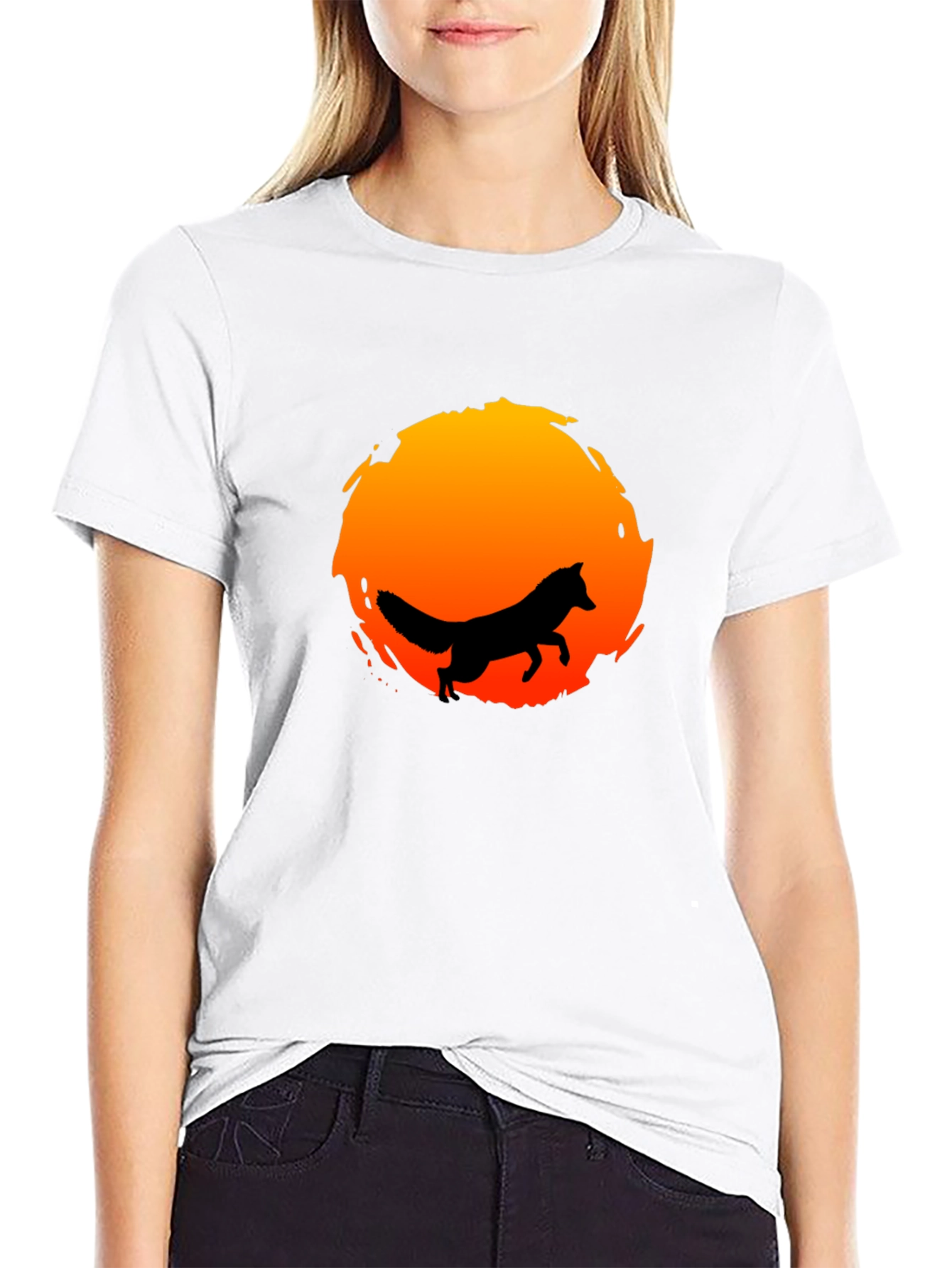 Fox Silhouette Sunset Graphic Tee - Stylish & Unique