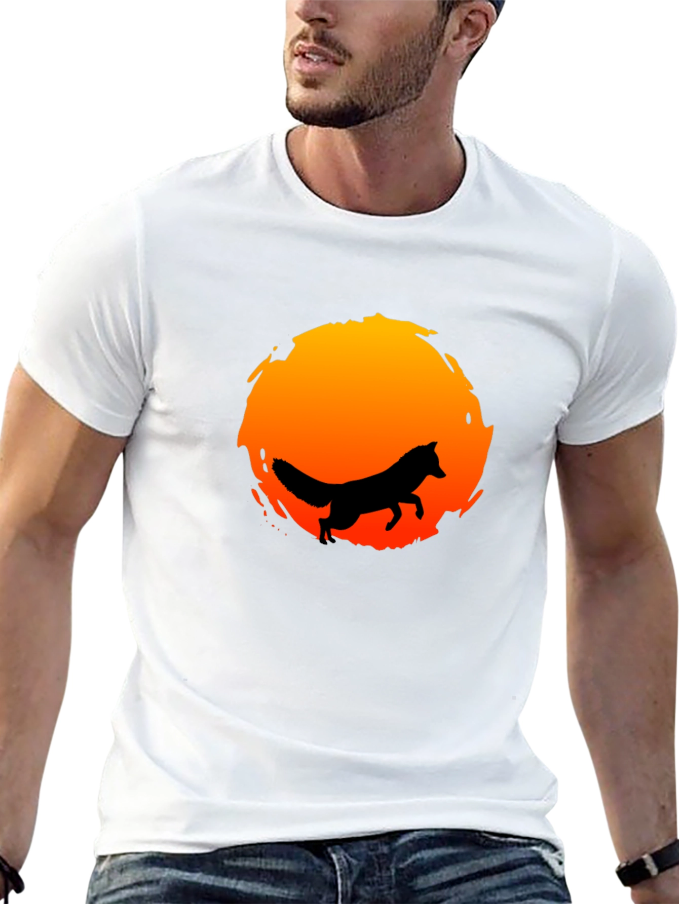 Fox Silhouette Sunset Graphic Tee - Stylish & Unique