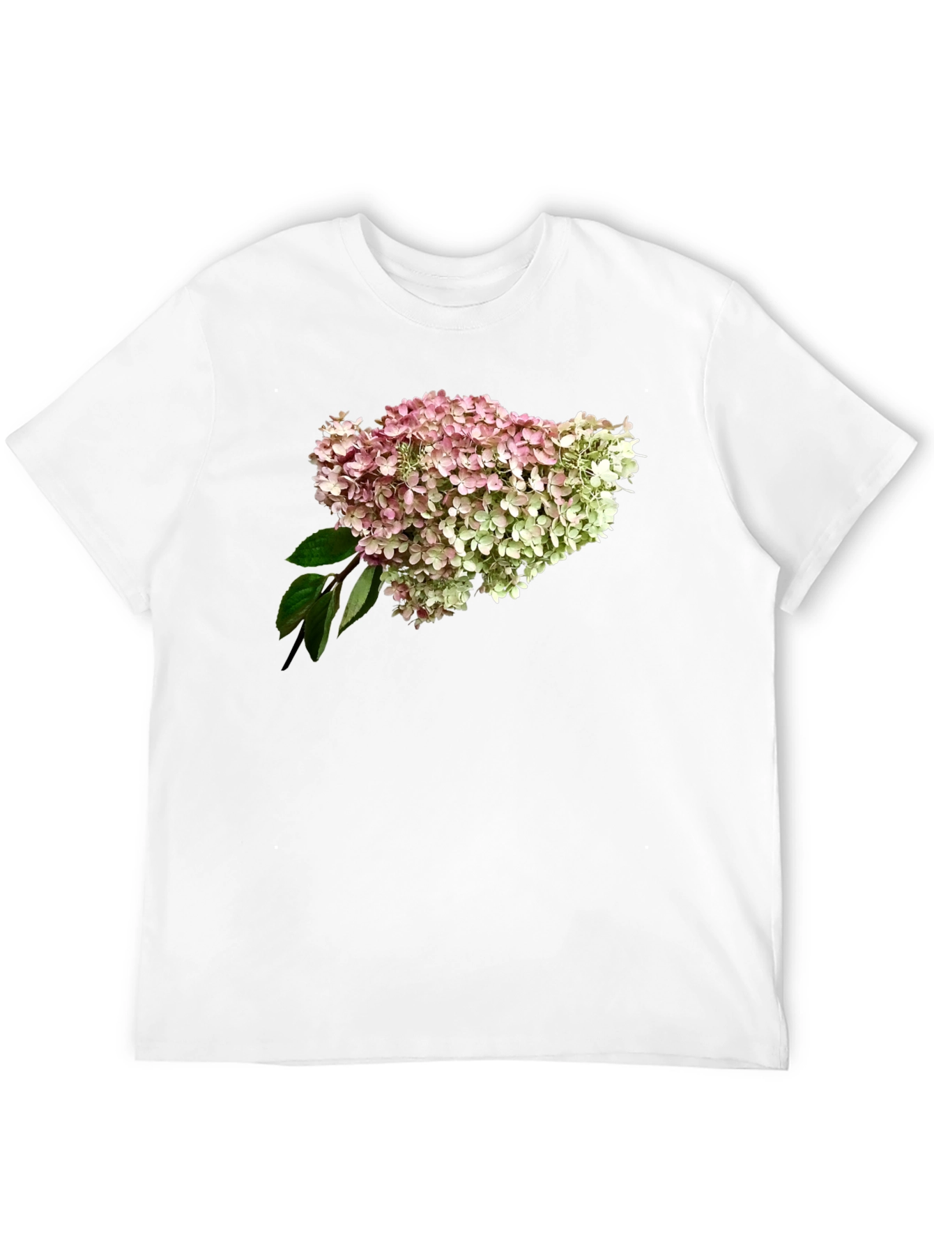Floral Hydrangea Print Black T-Shirt