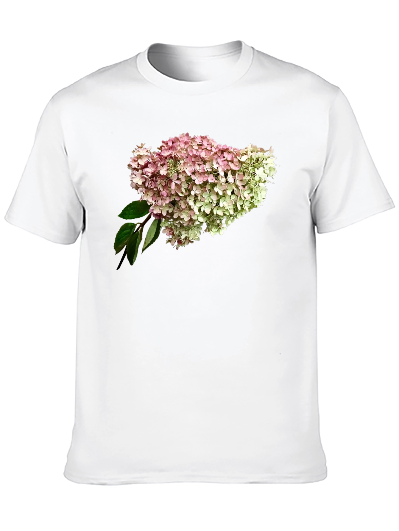 Floral Hydrangea Print Black T-Shirt