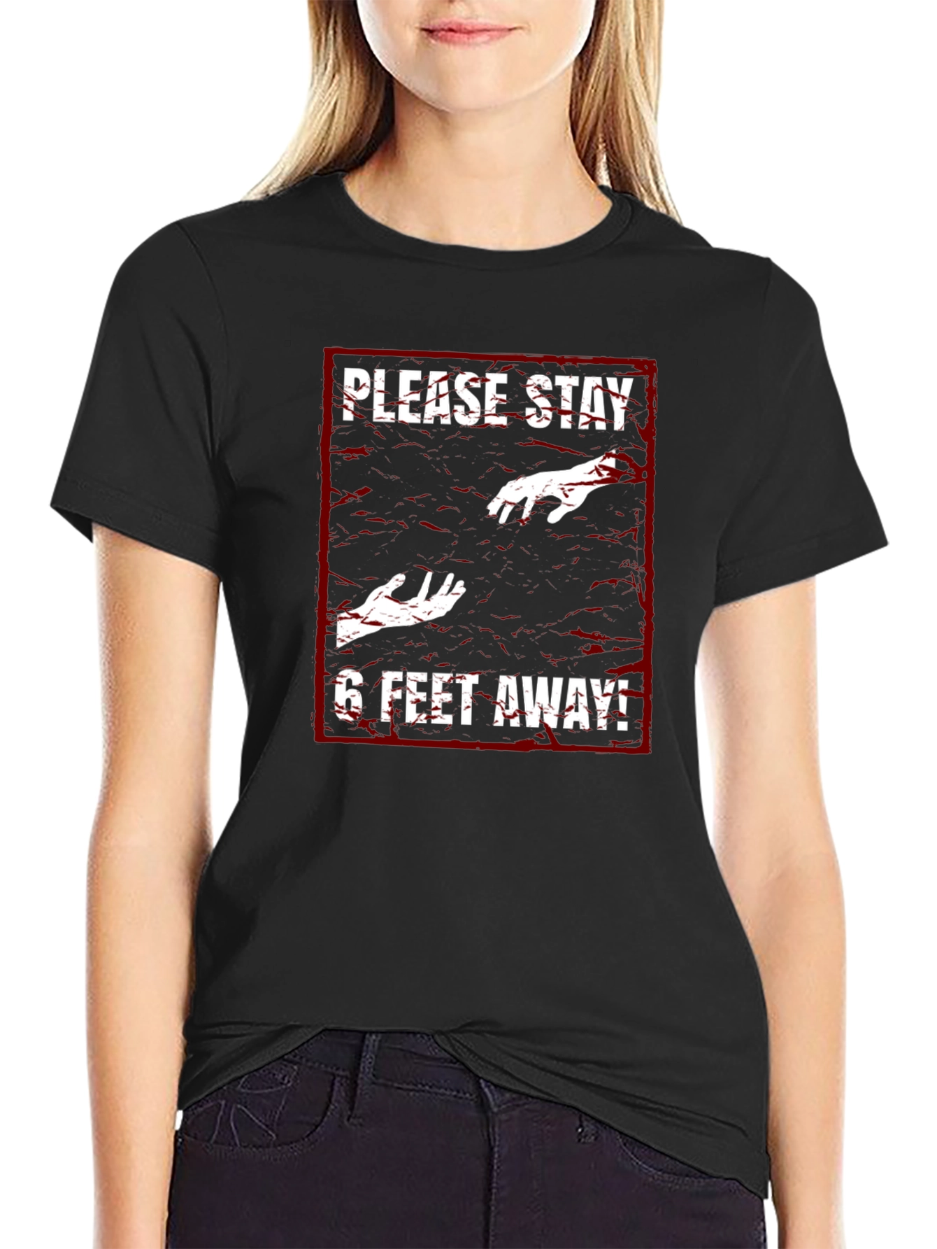 Stay Away Zombie Graphic Black T-Shirt