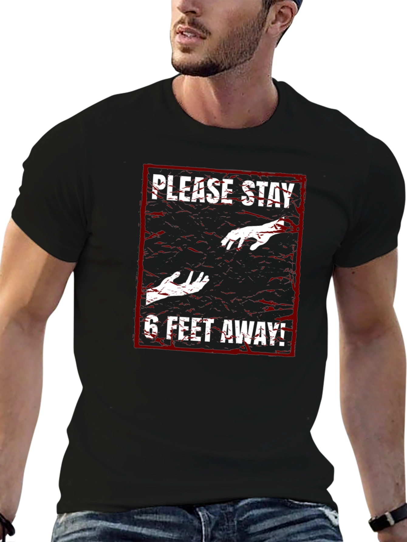 Stay Away Zombie Graphic Black T-Shirt