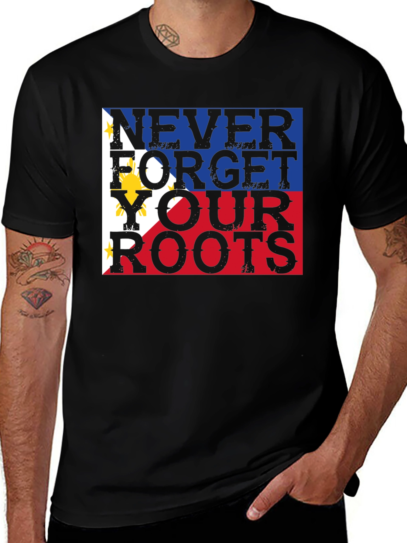 Never Forget Your Roots Philippines Flag T-Shirt