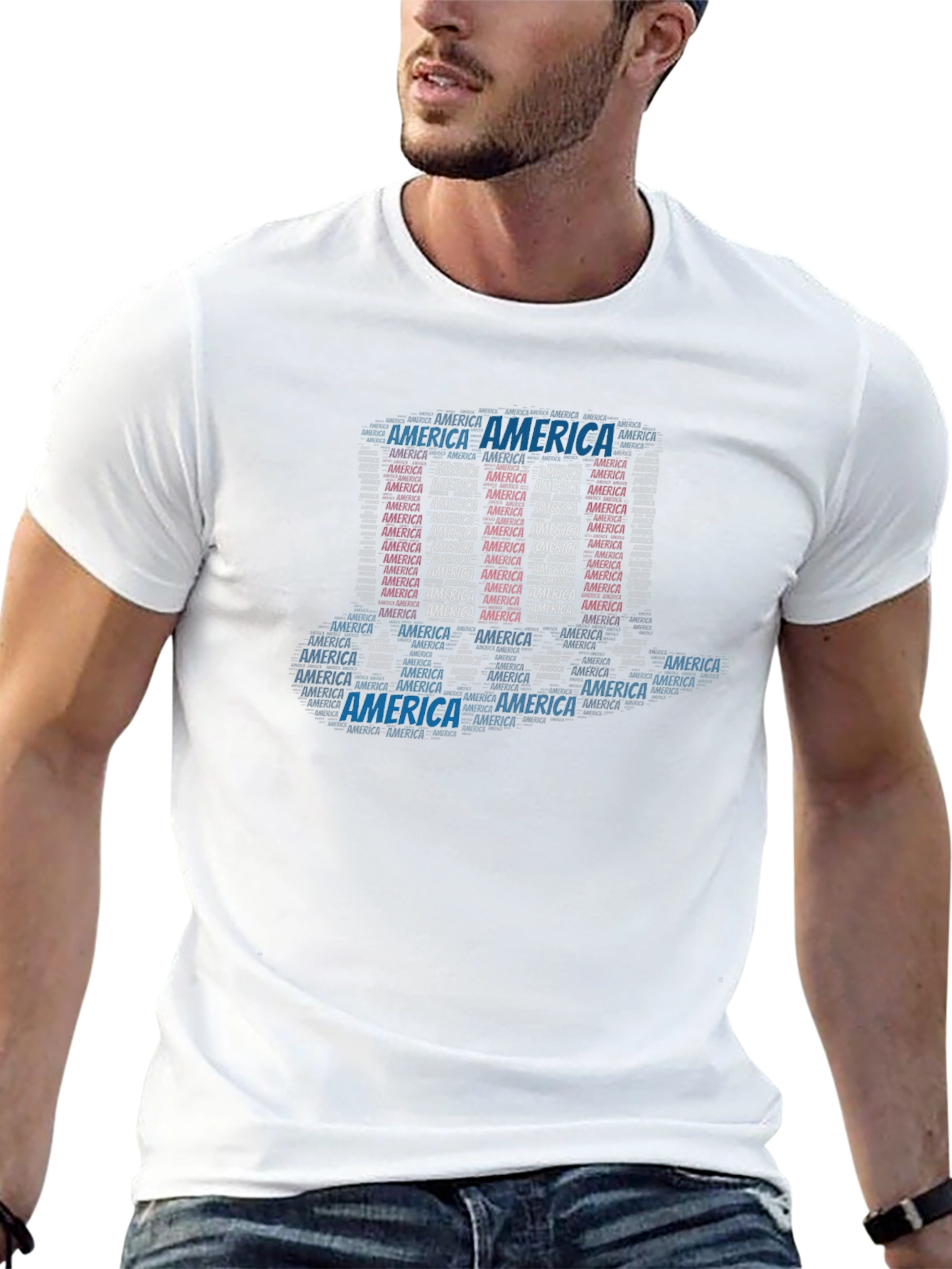 America Word Art Black T-Shirt