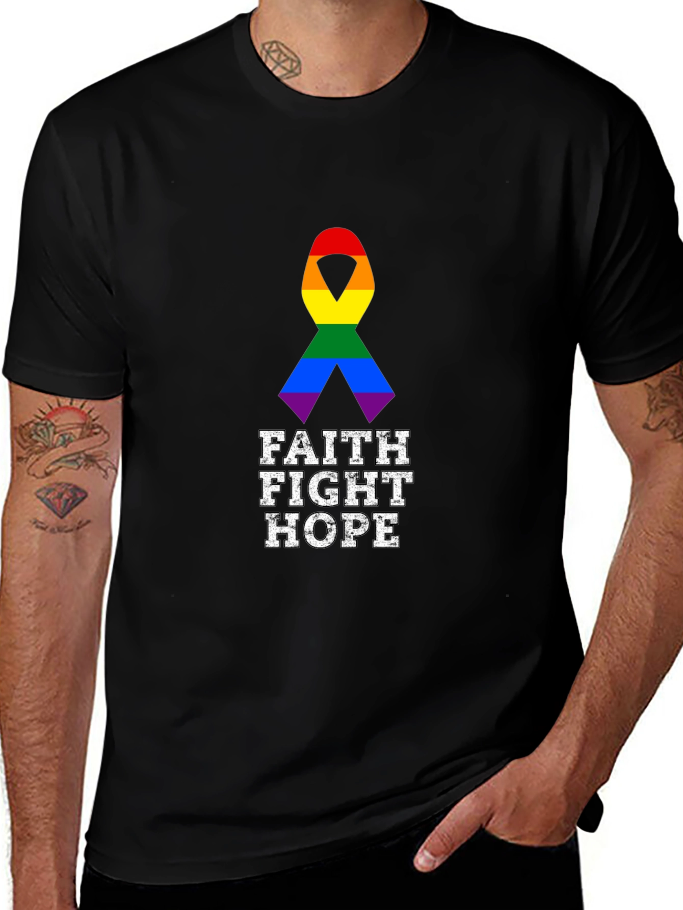 Faith Fight Hope Pride Ribbon Tee