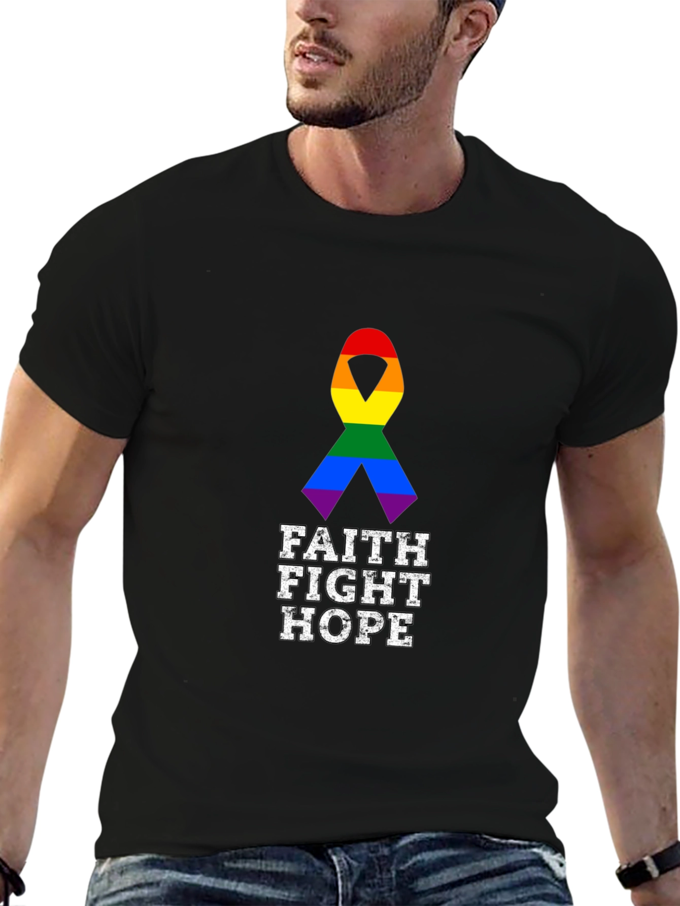 Faith Fight Hope Pride Ribbon Tee