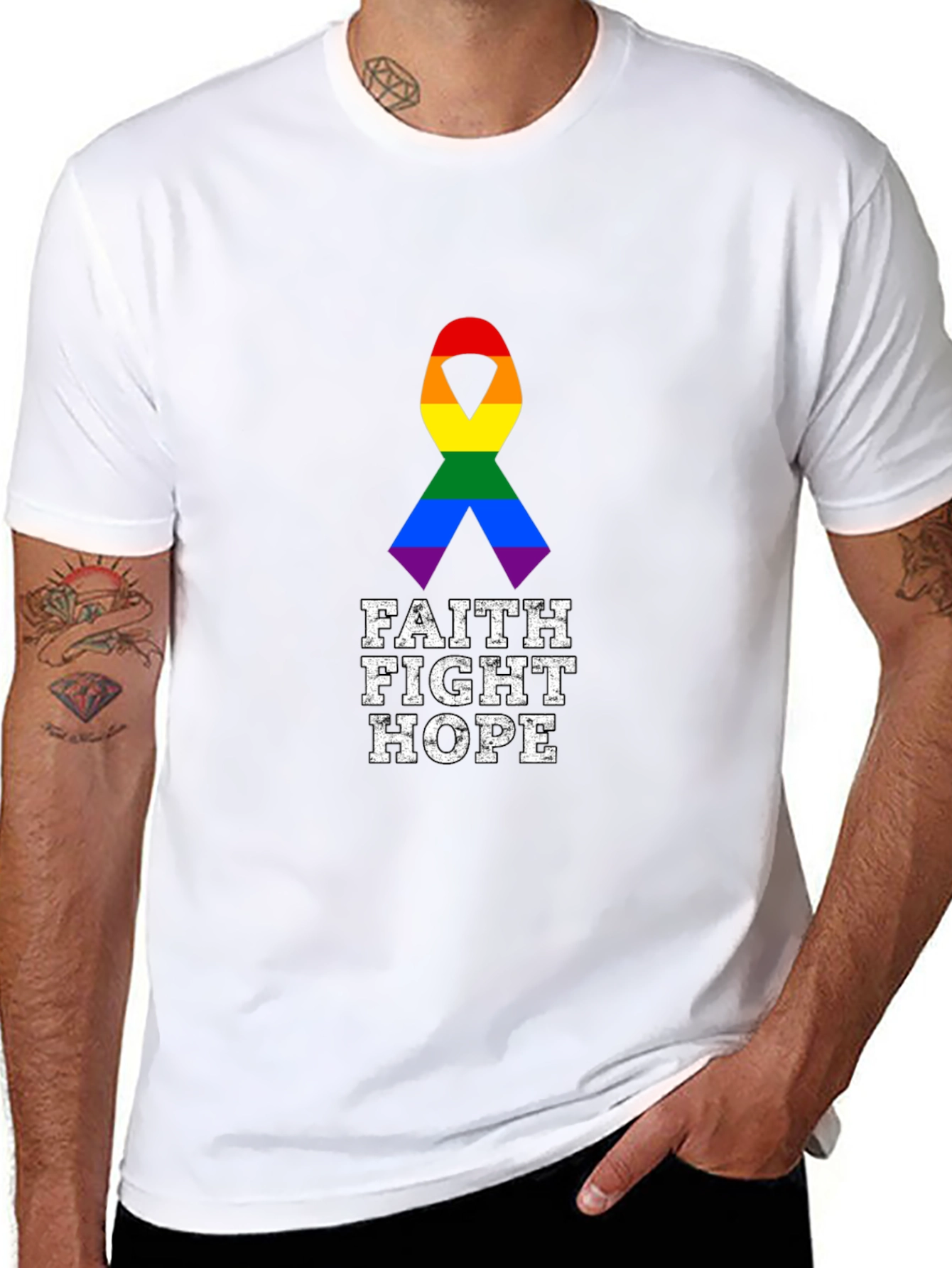 Faith Fight Hope Pride Ribbon Tee