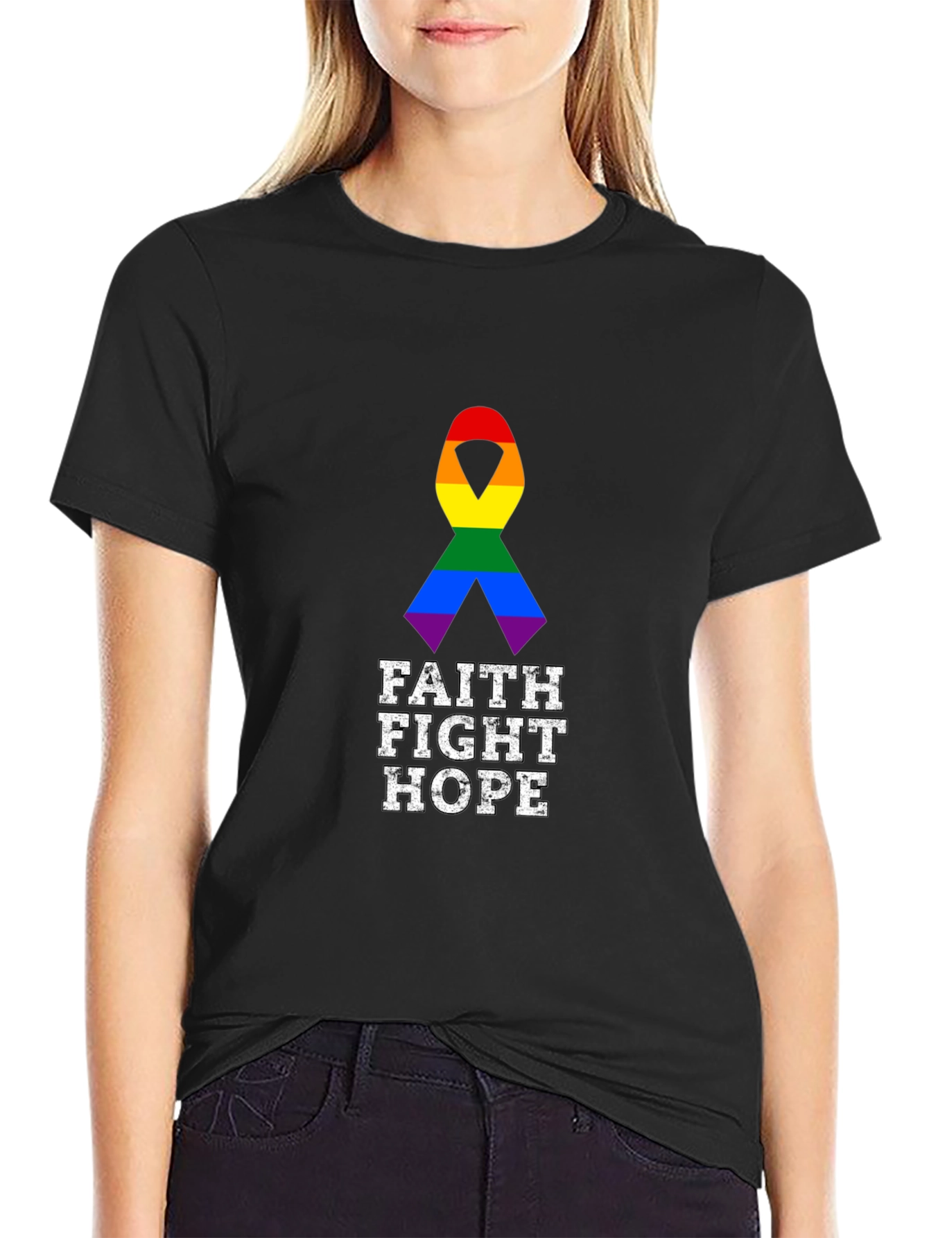 Faith Fight Hope Pride Ribbon Tee