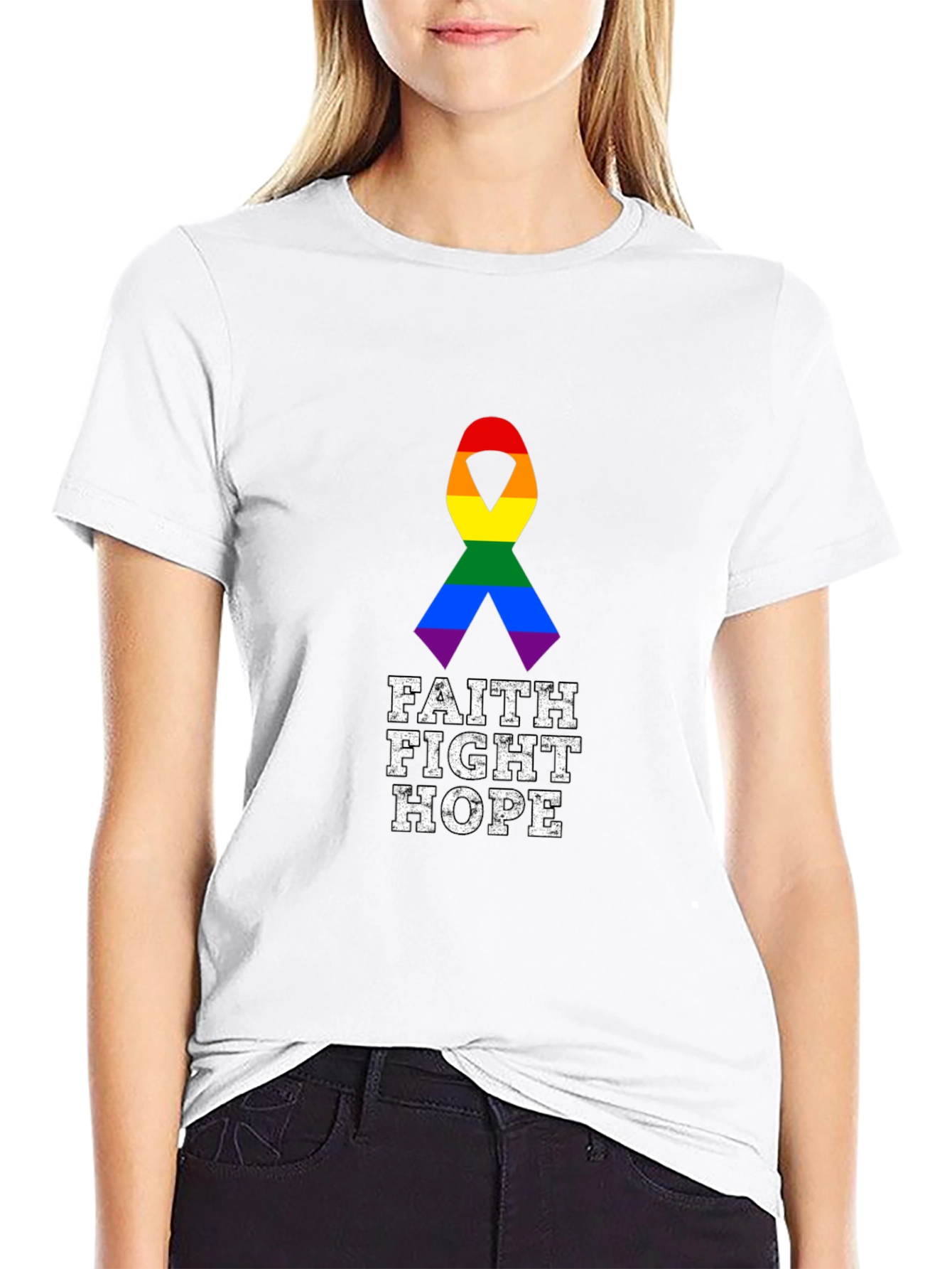 Faith Fight Hope Pride Ribbon Tee