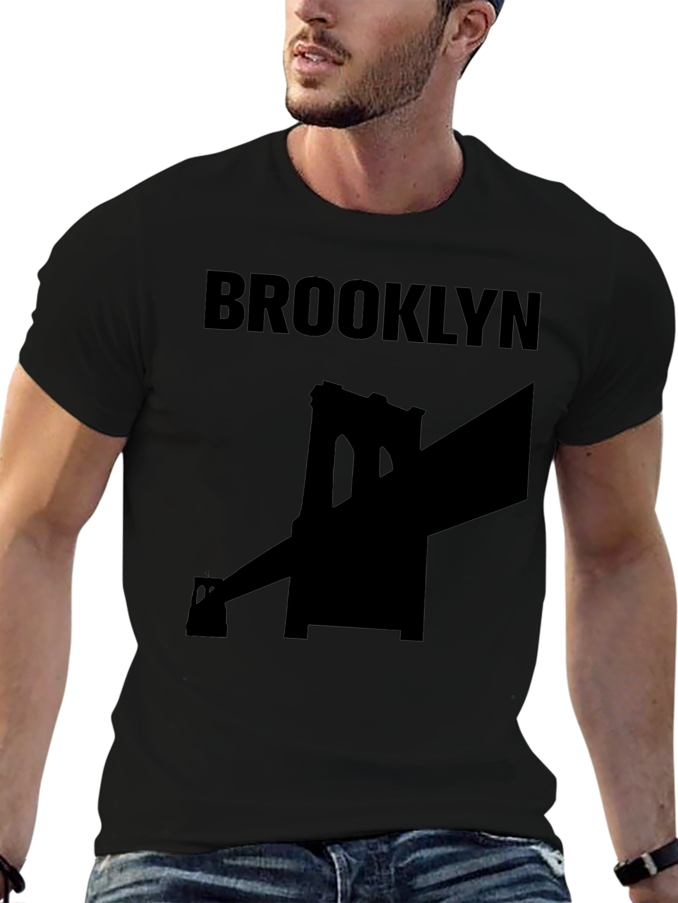 Brooklyn Bridge Graphic Tee - Black Cotton T-Shirt