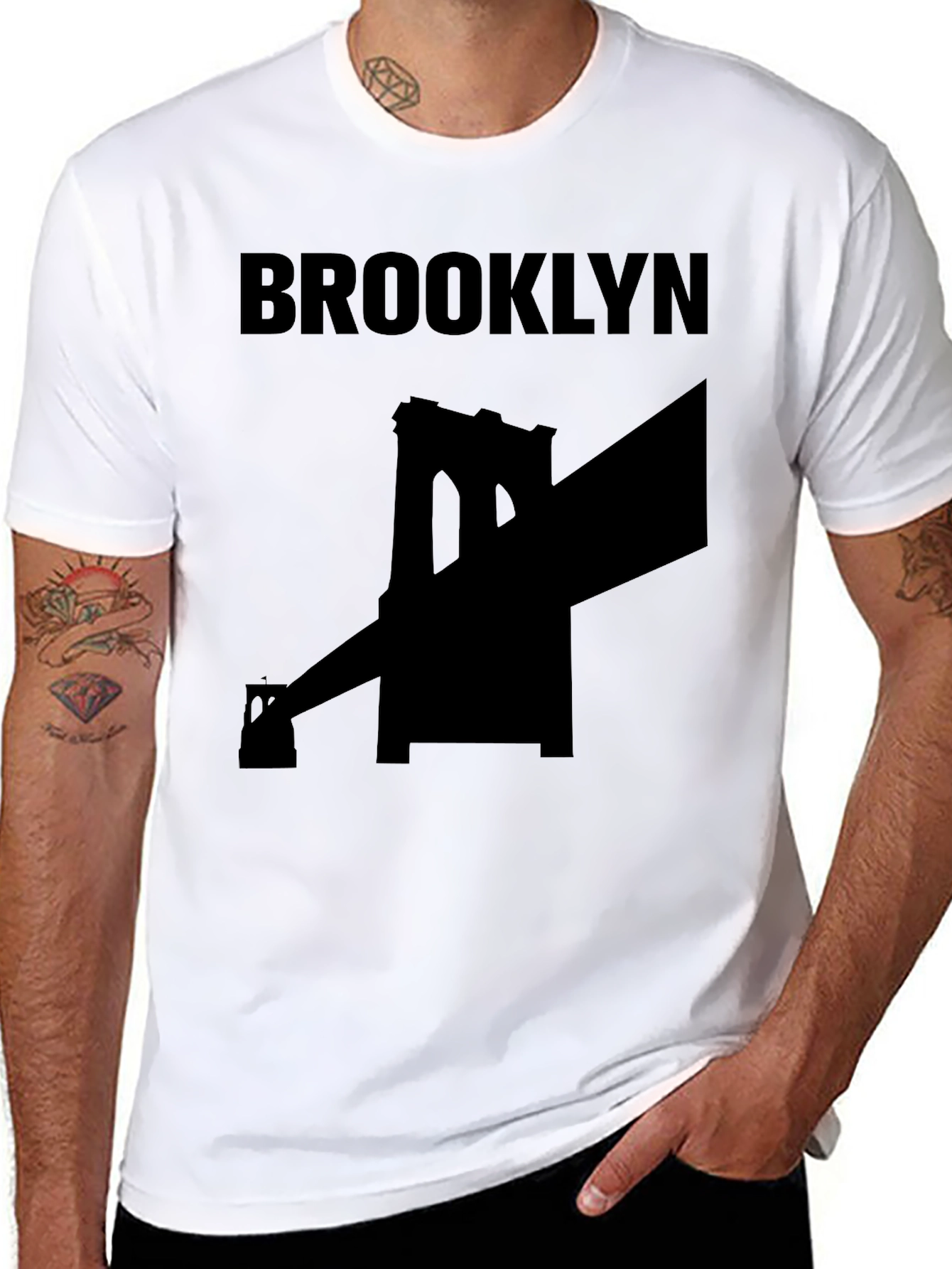 Brooklyn Bridge Graphic Tee - Black Cotton T-Shirt