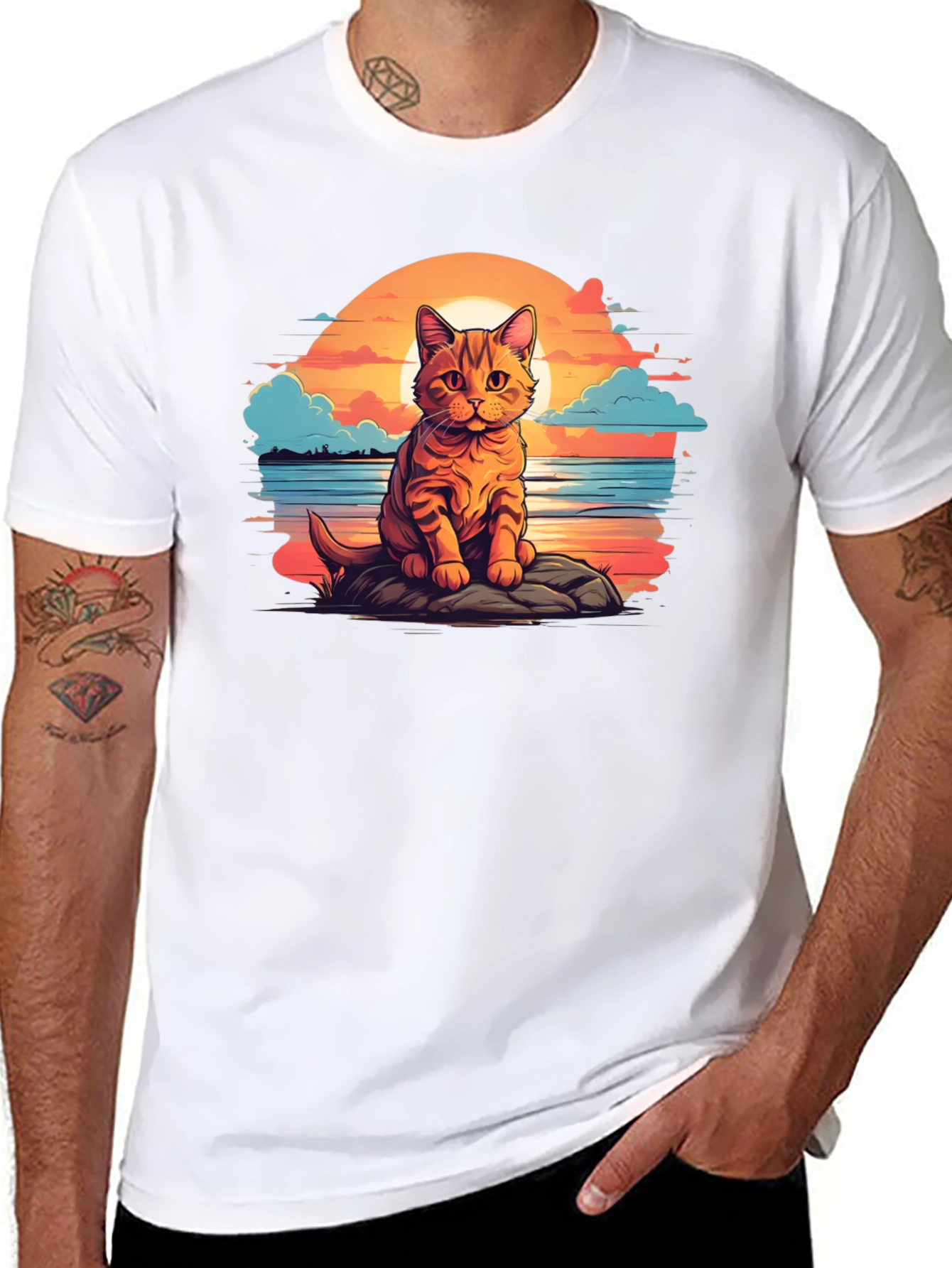 Sunset Cat Graphic Tee