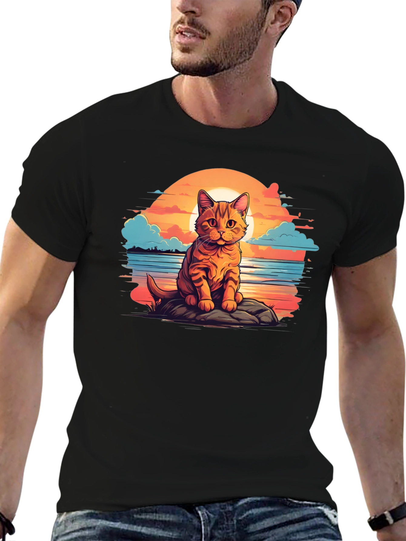 Sunset Cat Graphic Tee
