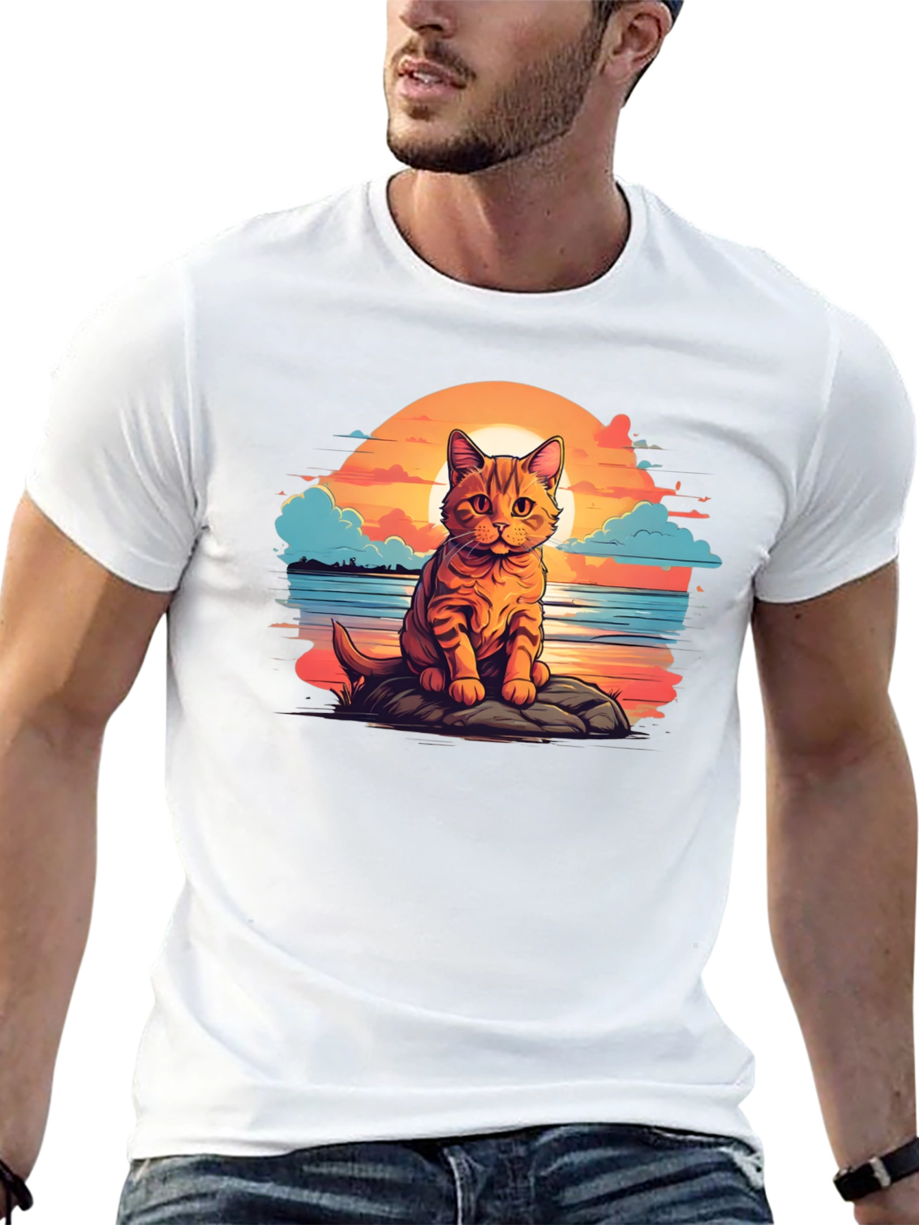 Sunset Cat Graphic Tee