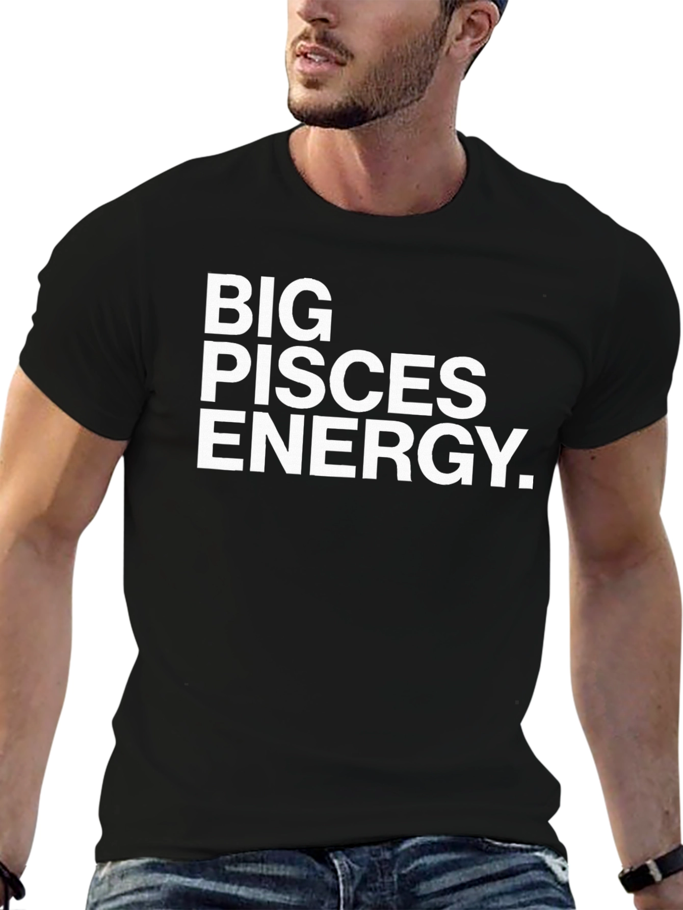 Big Pisces Energy Graphic Tee - Black