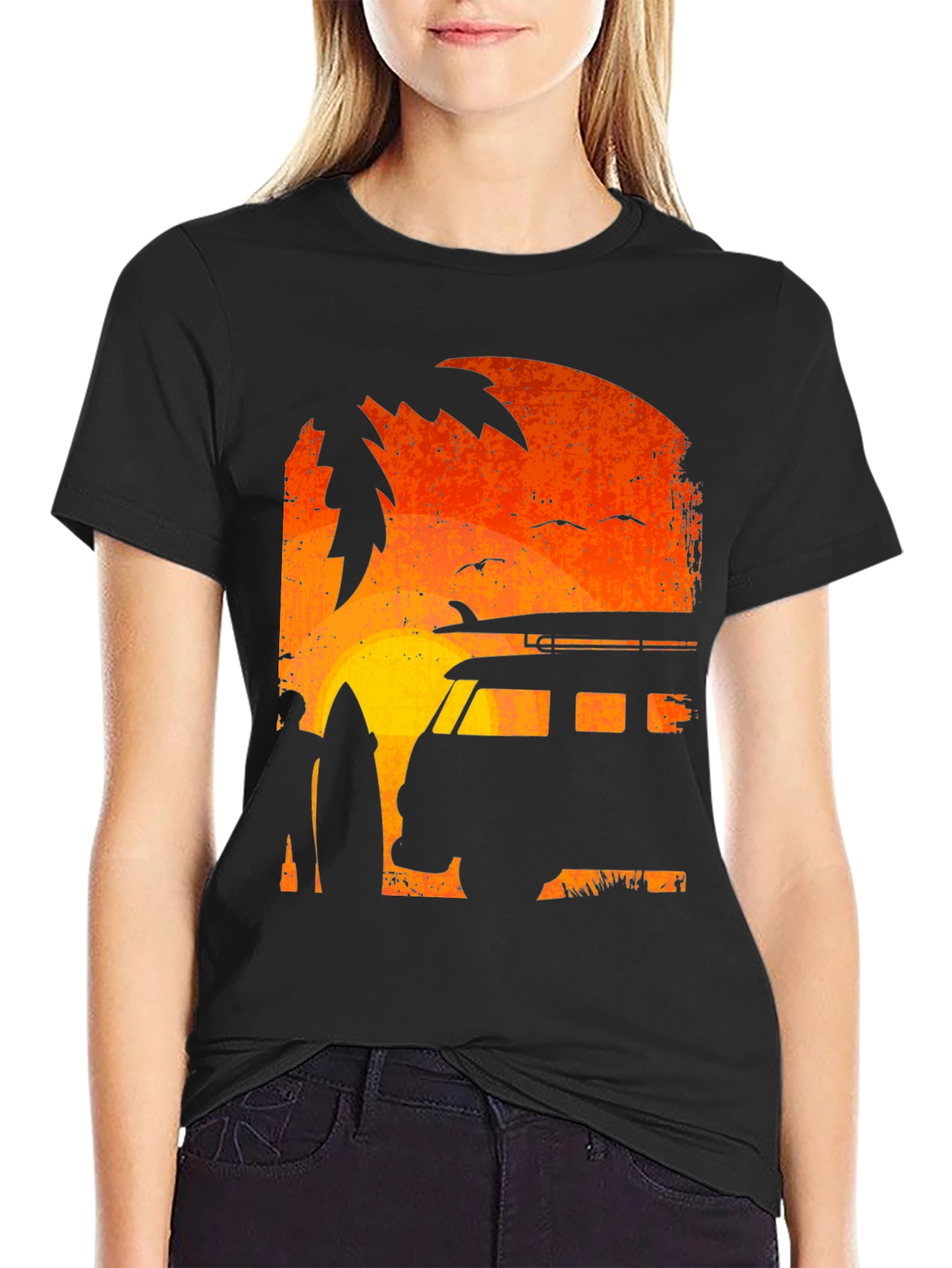 Sunset Surfer Van T-Shirt - Beach Vibes