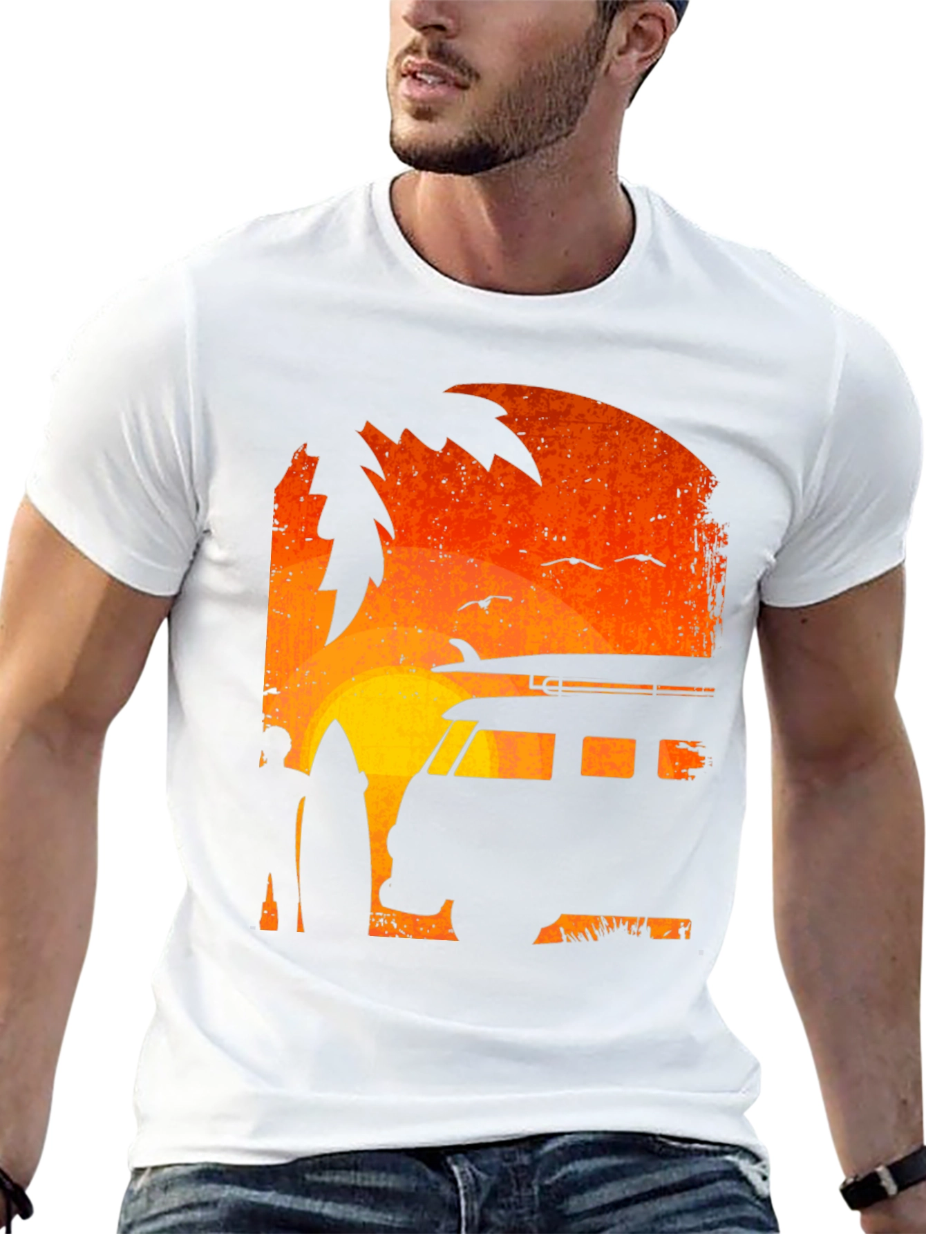 Sunset Surfer Van T-Shirt - Beach Vibes