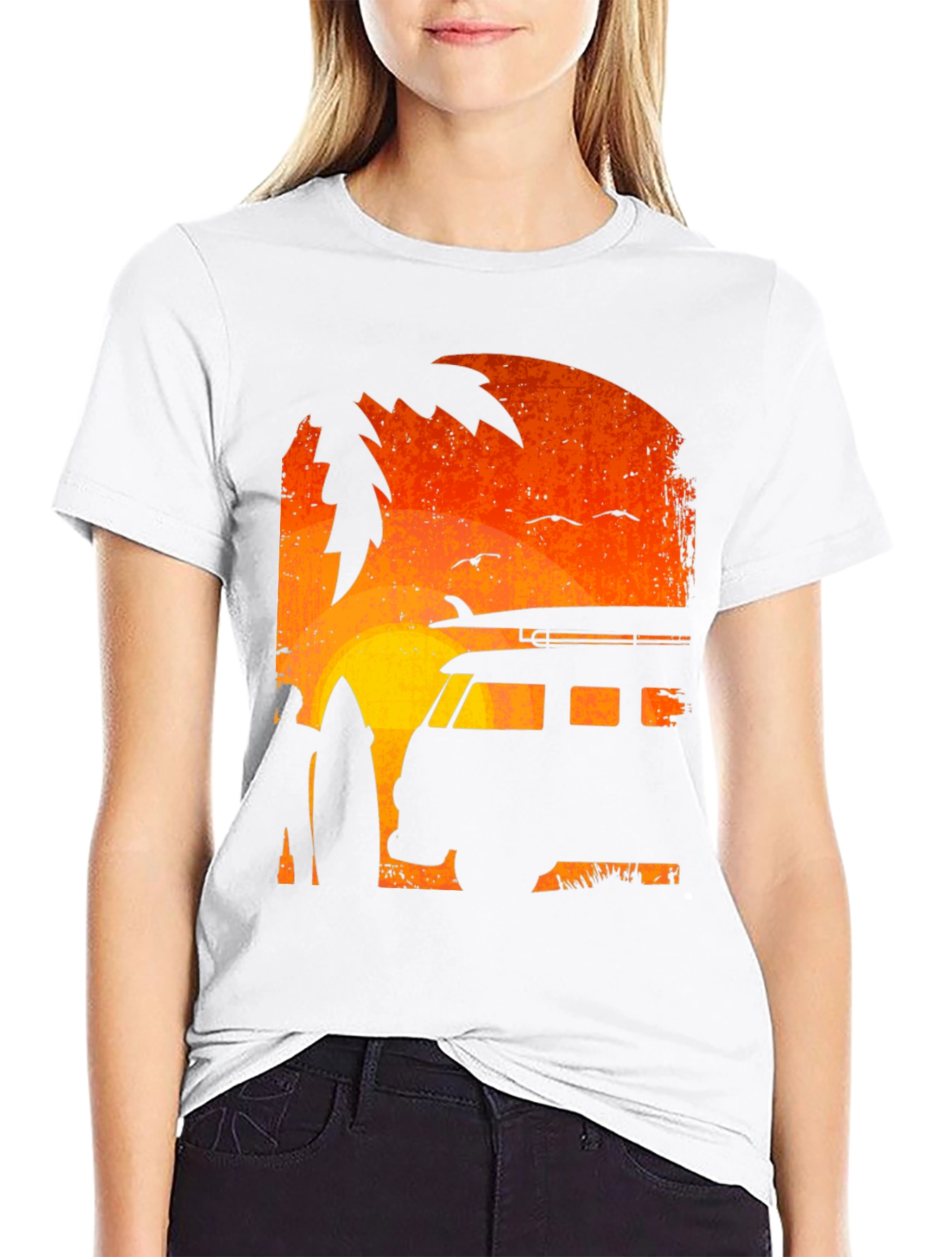Sunset Surfer Van T-Shirt - Beach Vibes