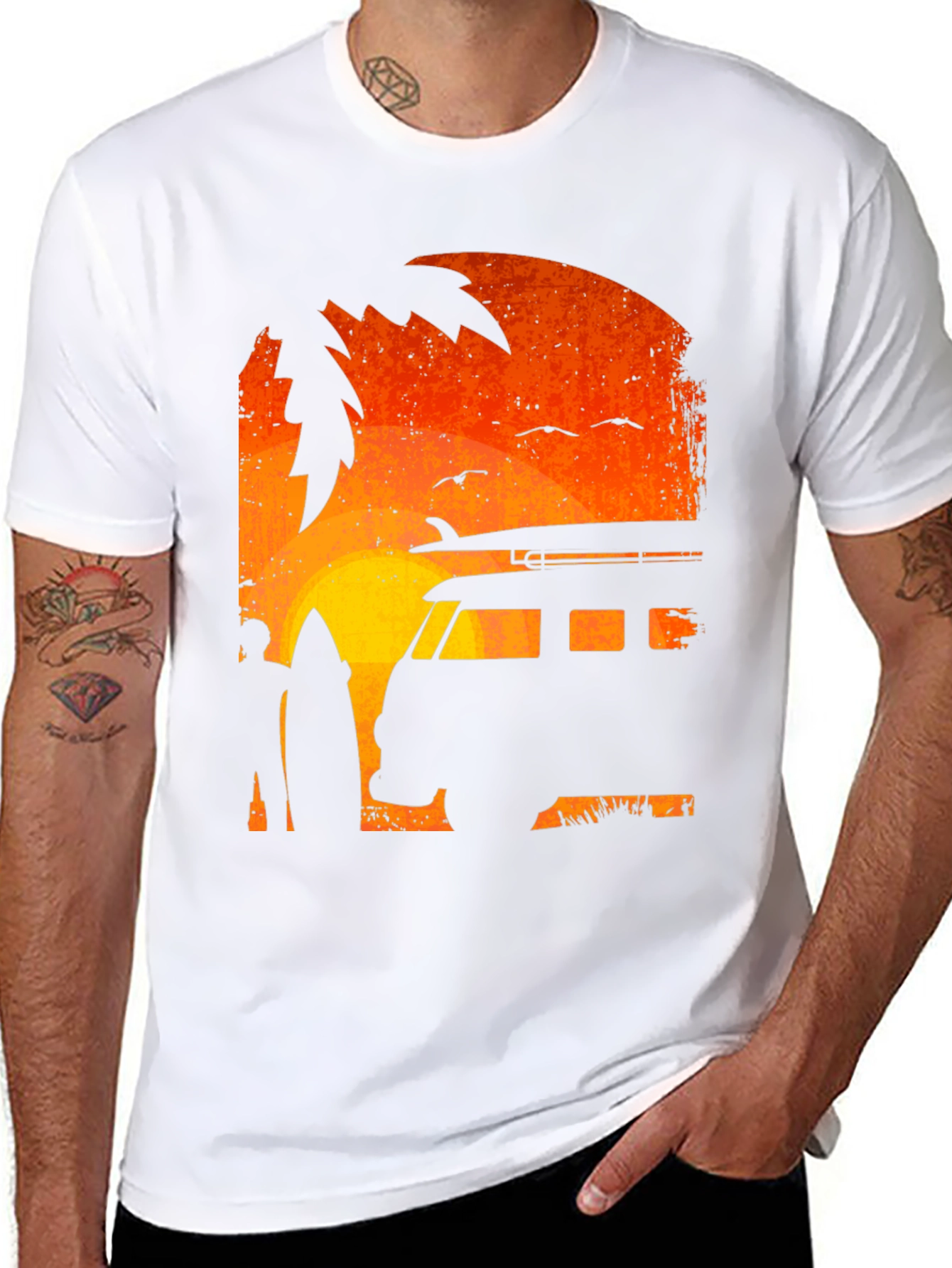 Sunset Surfer Van T-Shirt - Beach Vibes