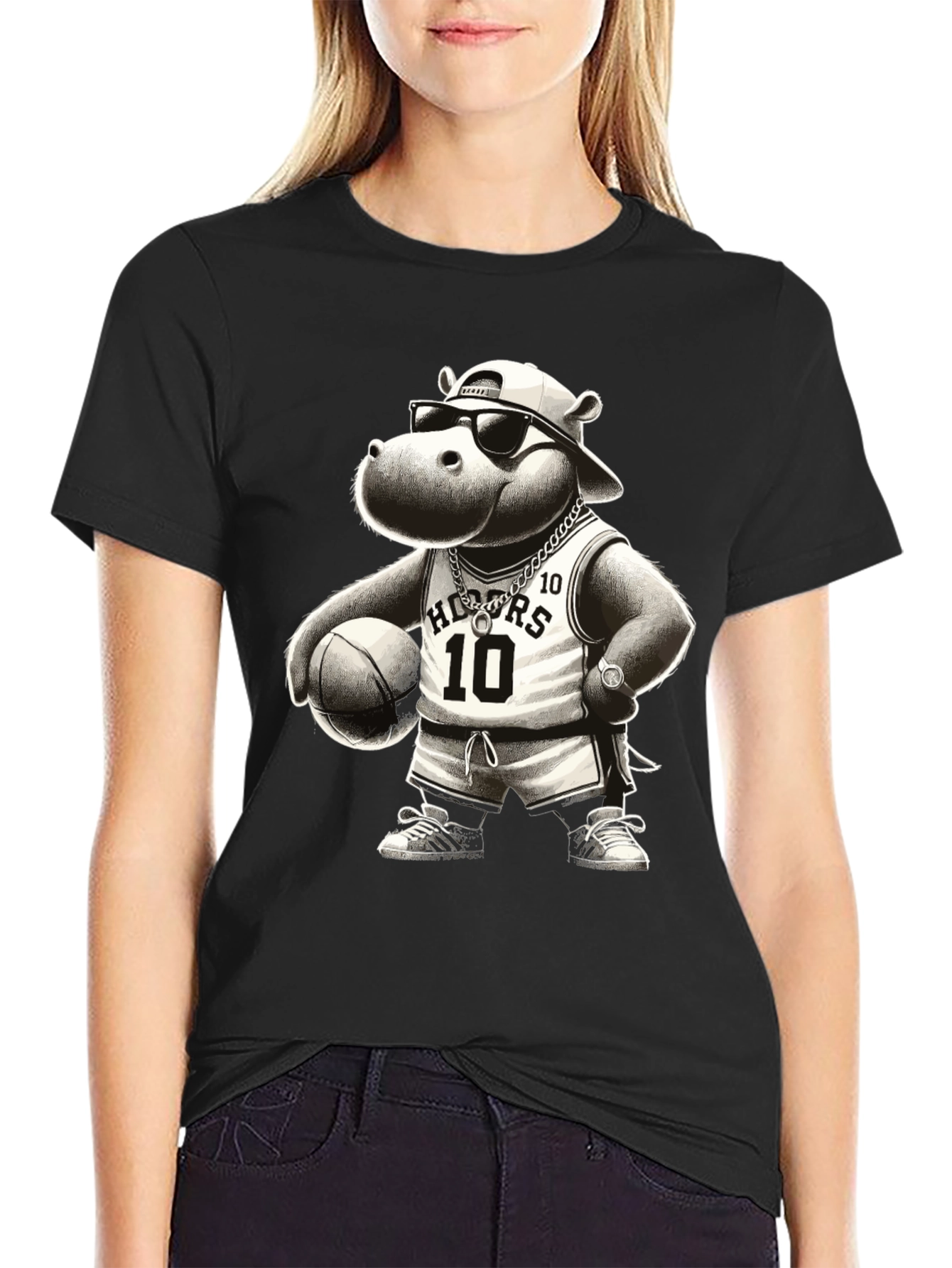 Cool Hippo Basketball T-Shirt