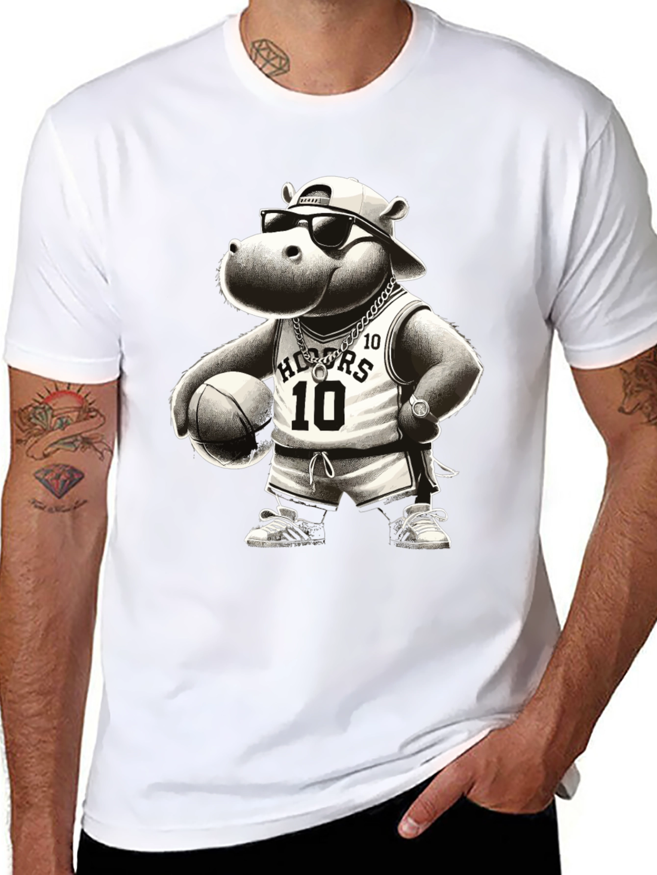 Cool Hippo Basketball T-Shirt