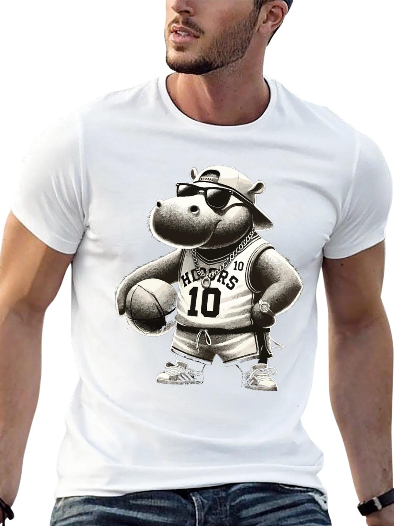 Cool Hippo Basketball T-Shirt