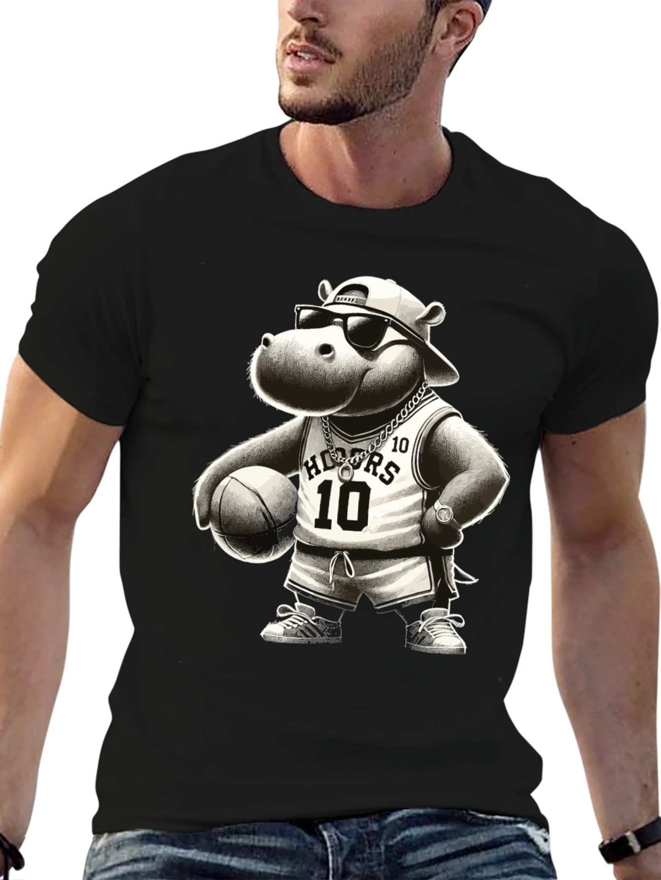 Cool Hippo Basketball T-Shirt