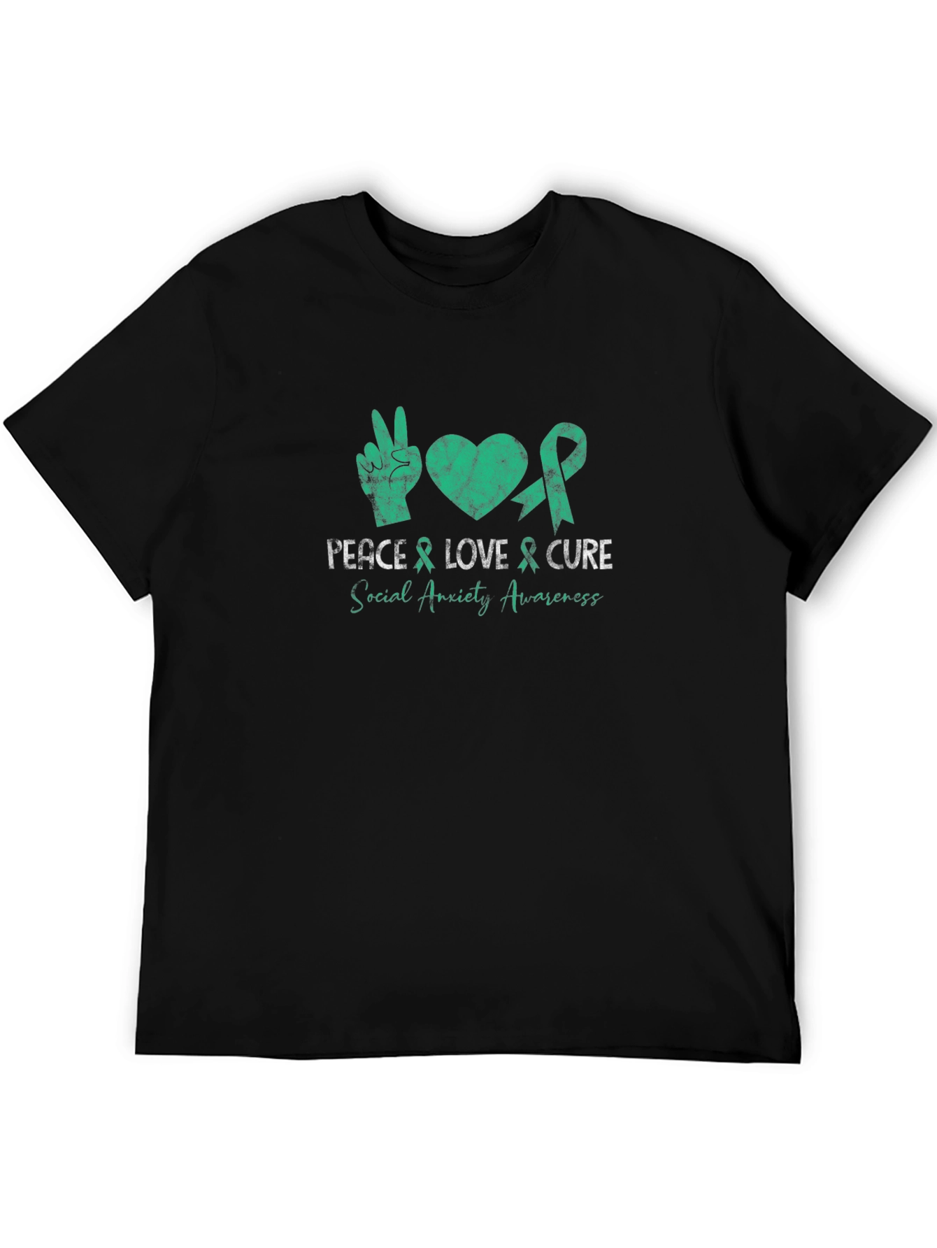Peace Love Cure Social Anxiety Awareness Black T-Shirt