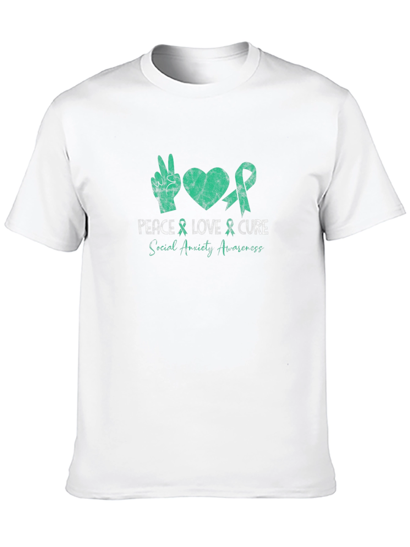 Peace Love Cure Social Anxiety Awareness Black T-Shirt