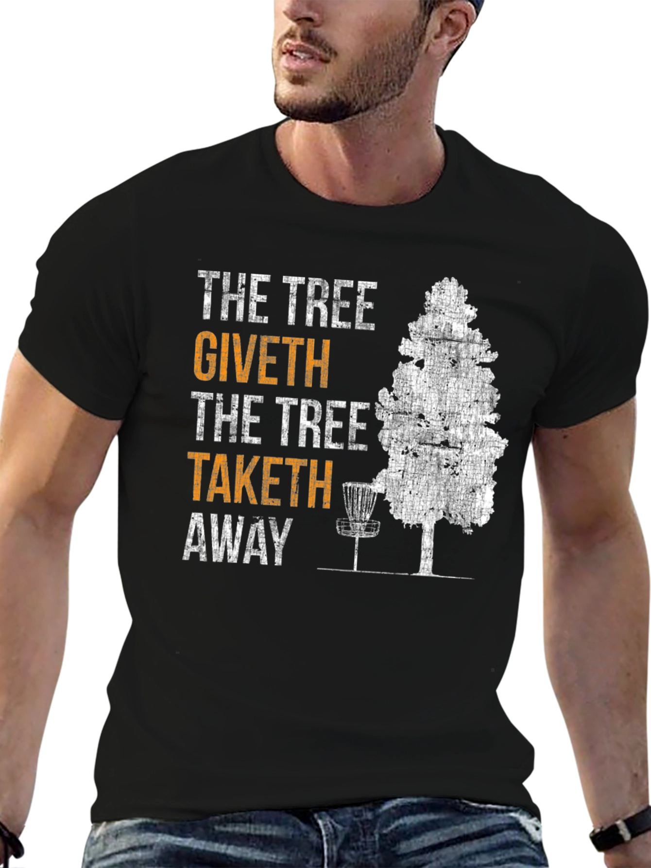 The Tree Giveth Taketh Away Disc Golf T-Shirt