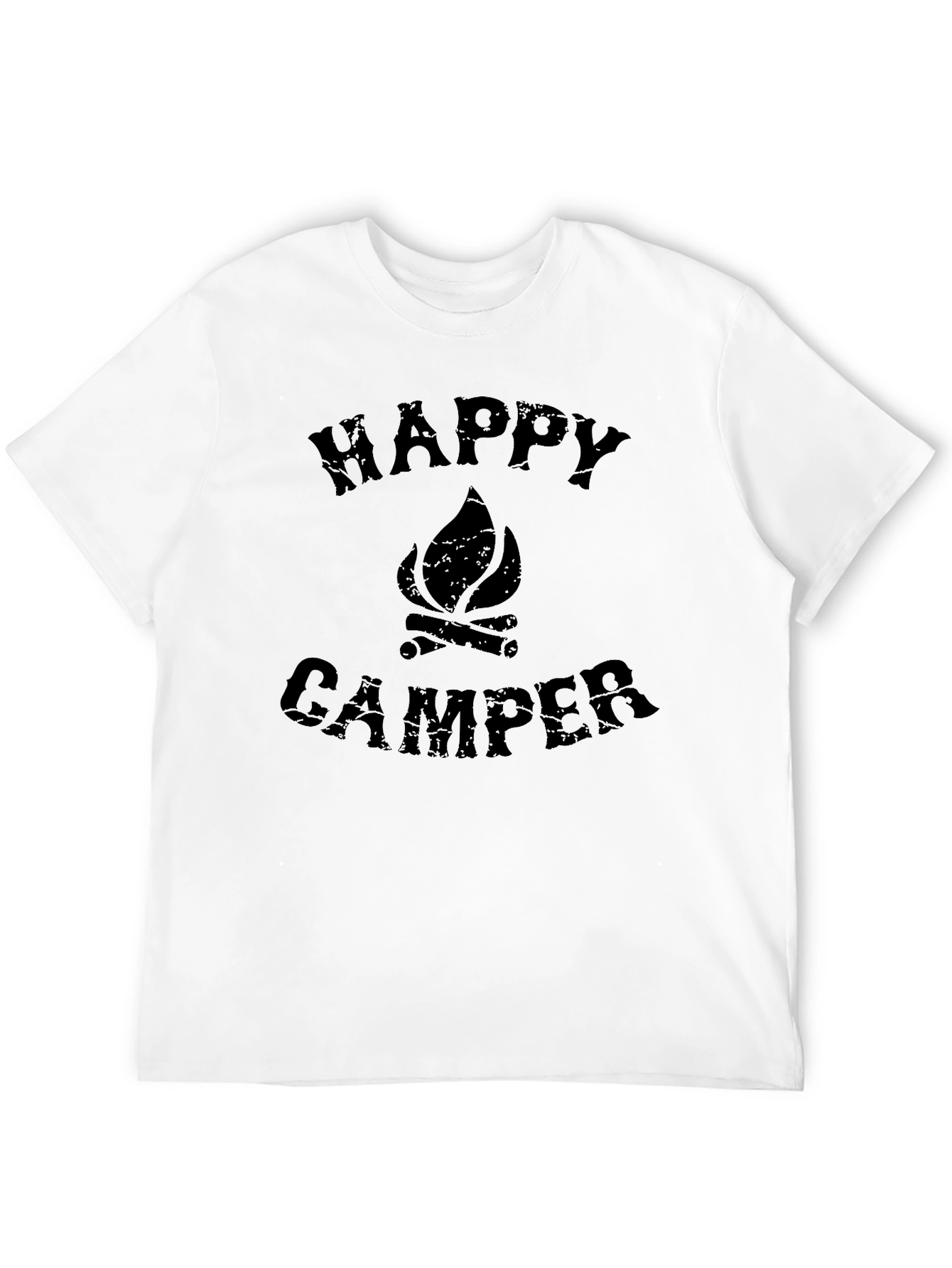 Happy Camper Graphic Tee - Black Cotton T-Shirt
