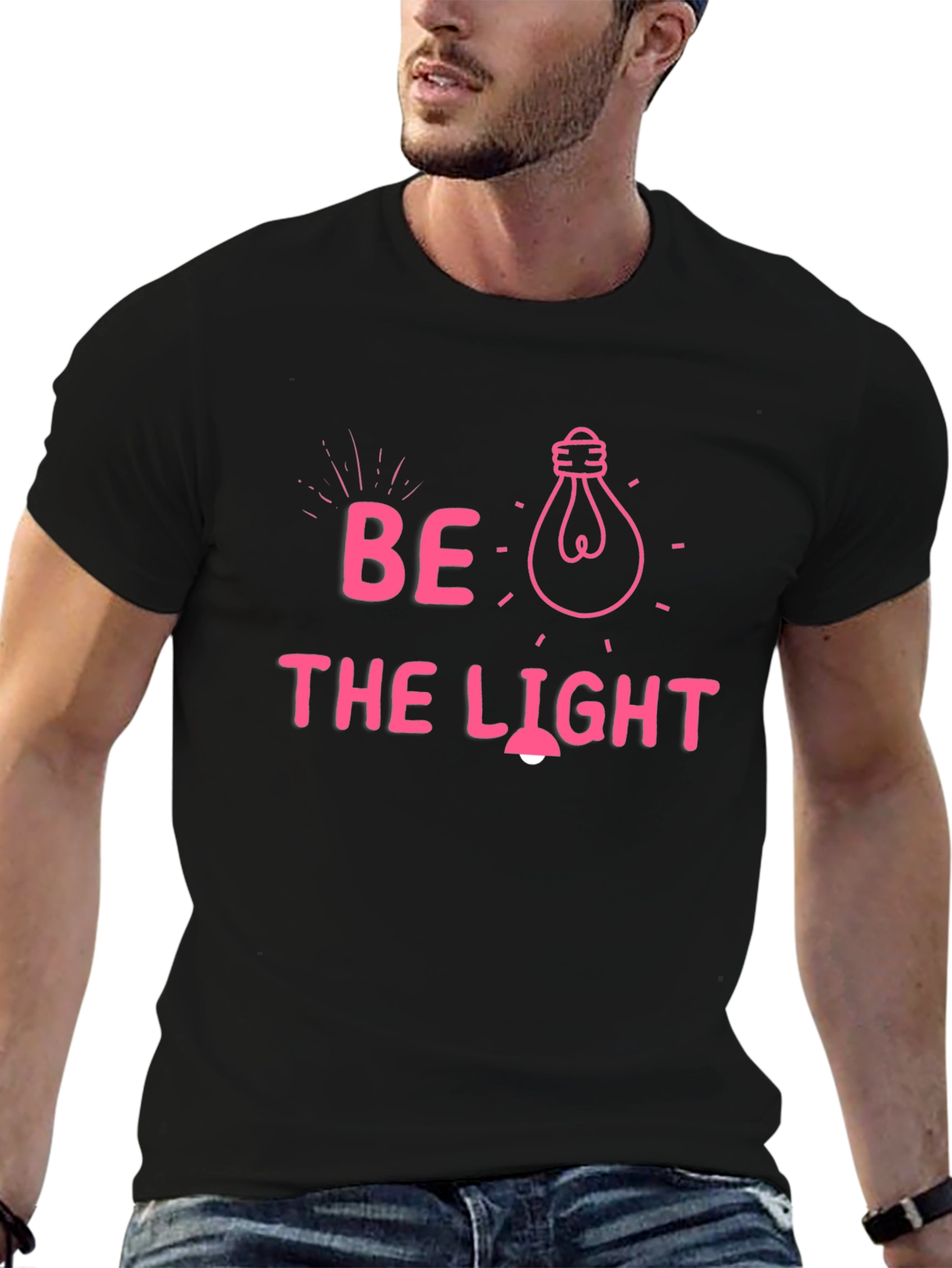 Be the Light Graphic Tee - Black Cotton T-Shirt