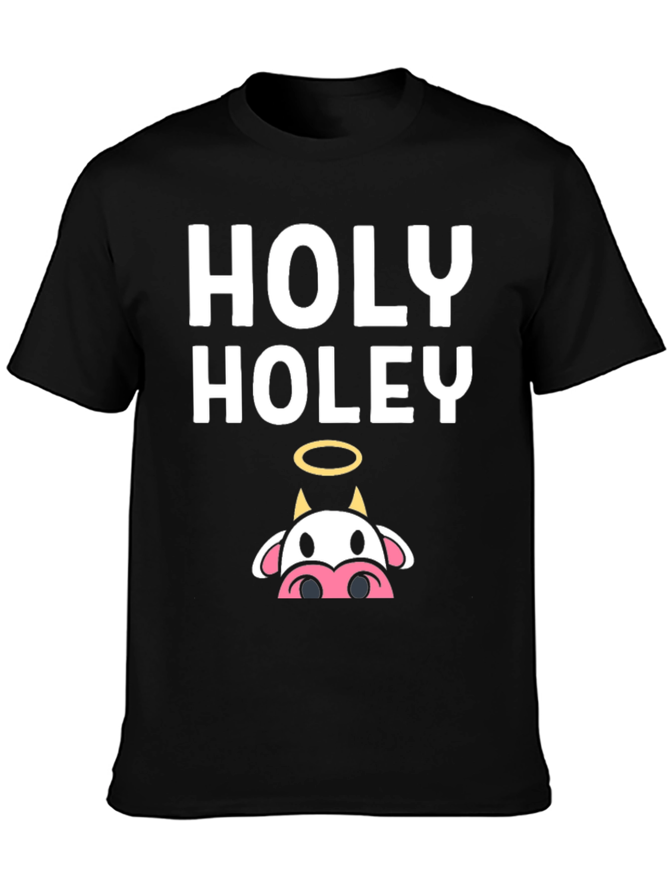 Holy Holey Cow Graphic Tee - Black Casual T-Shirt