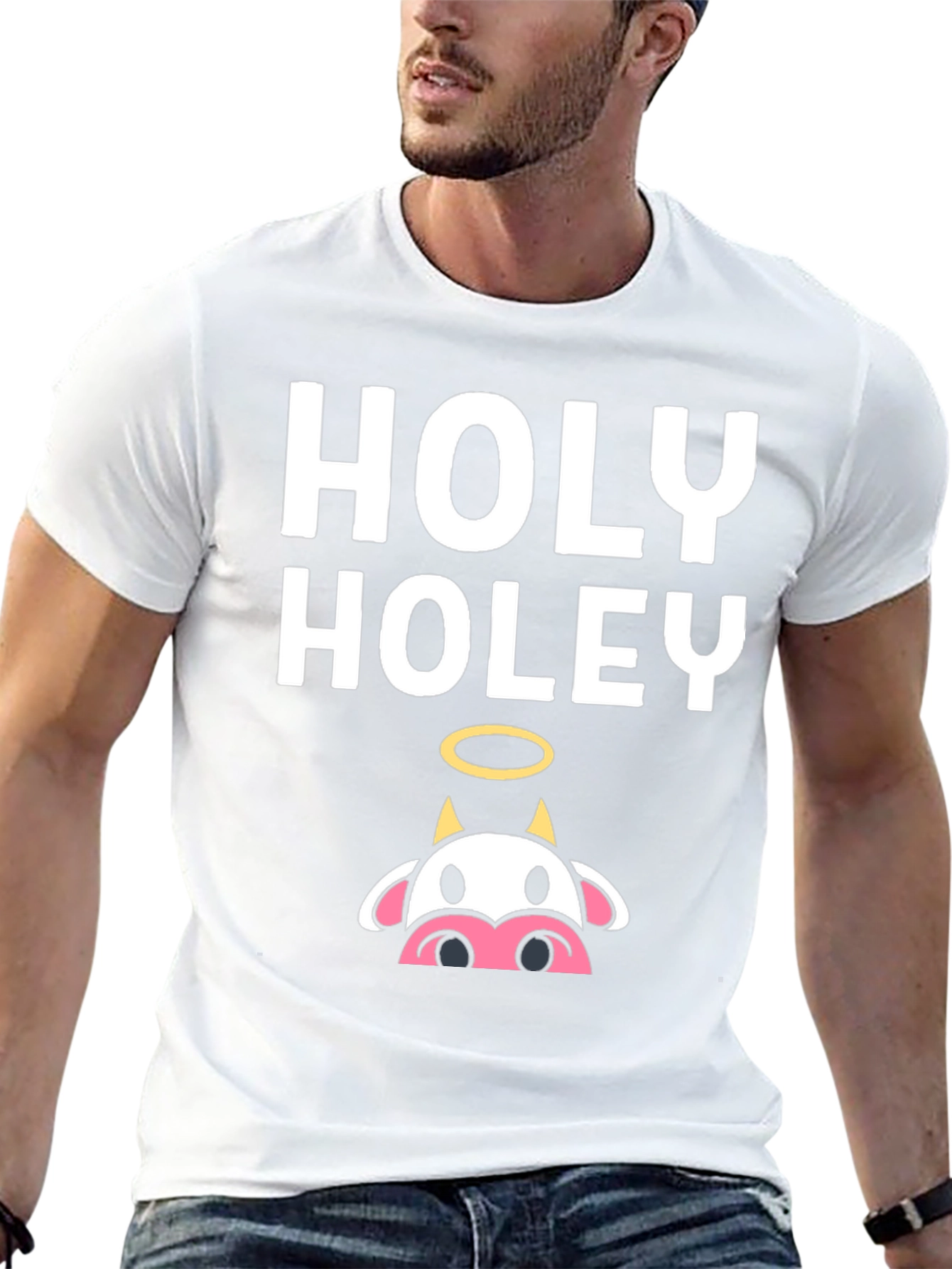 Holy Holey Cow Graphic Tee - Black Casual T-Shirt