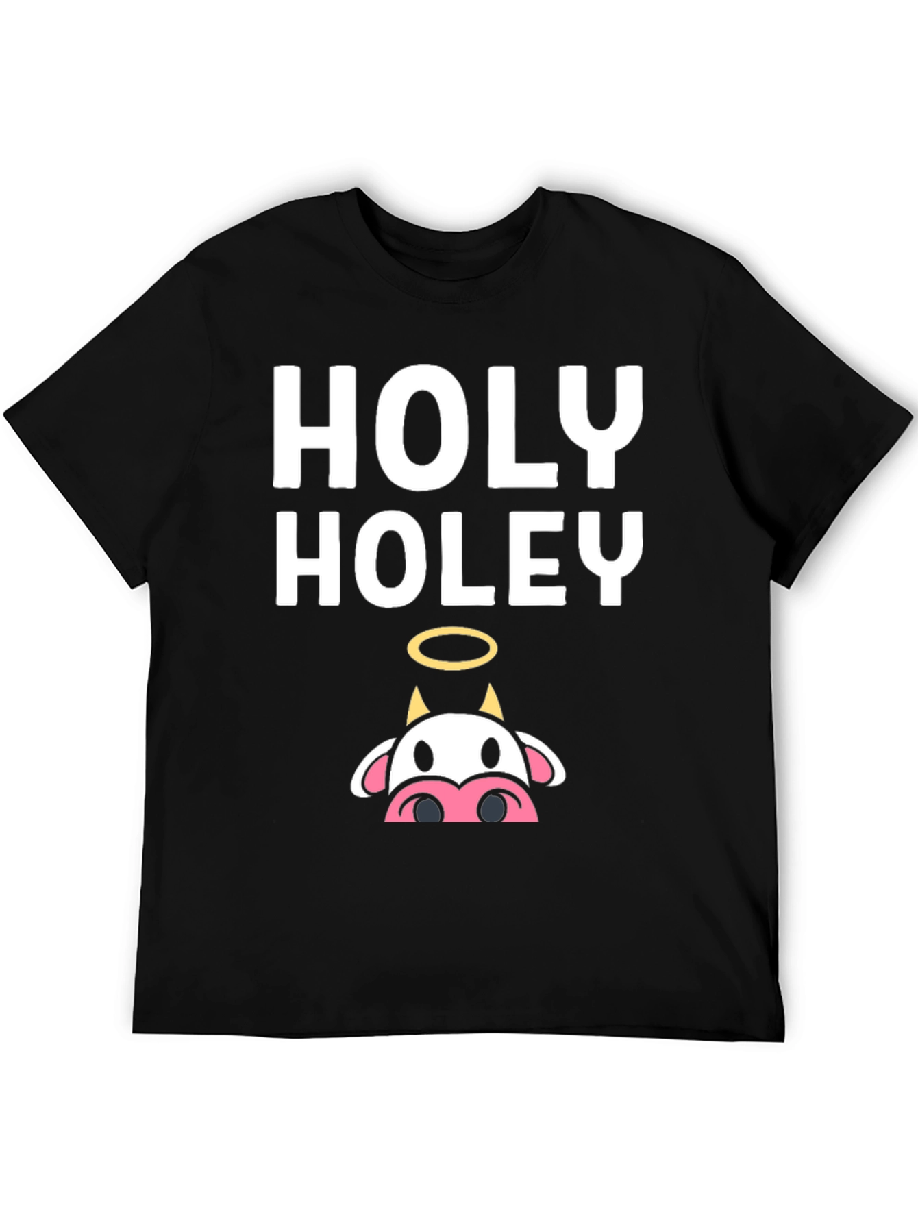 Holy Holey Cow Graphic Tee - Black Casual T-Shirt