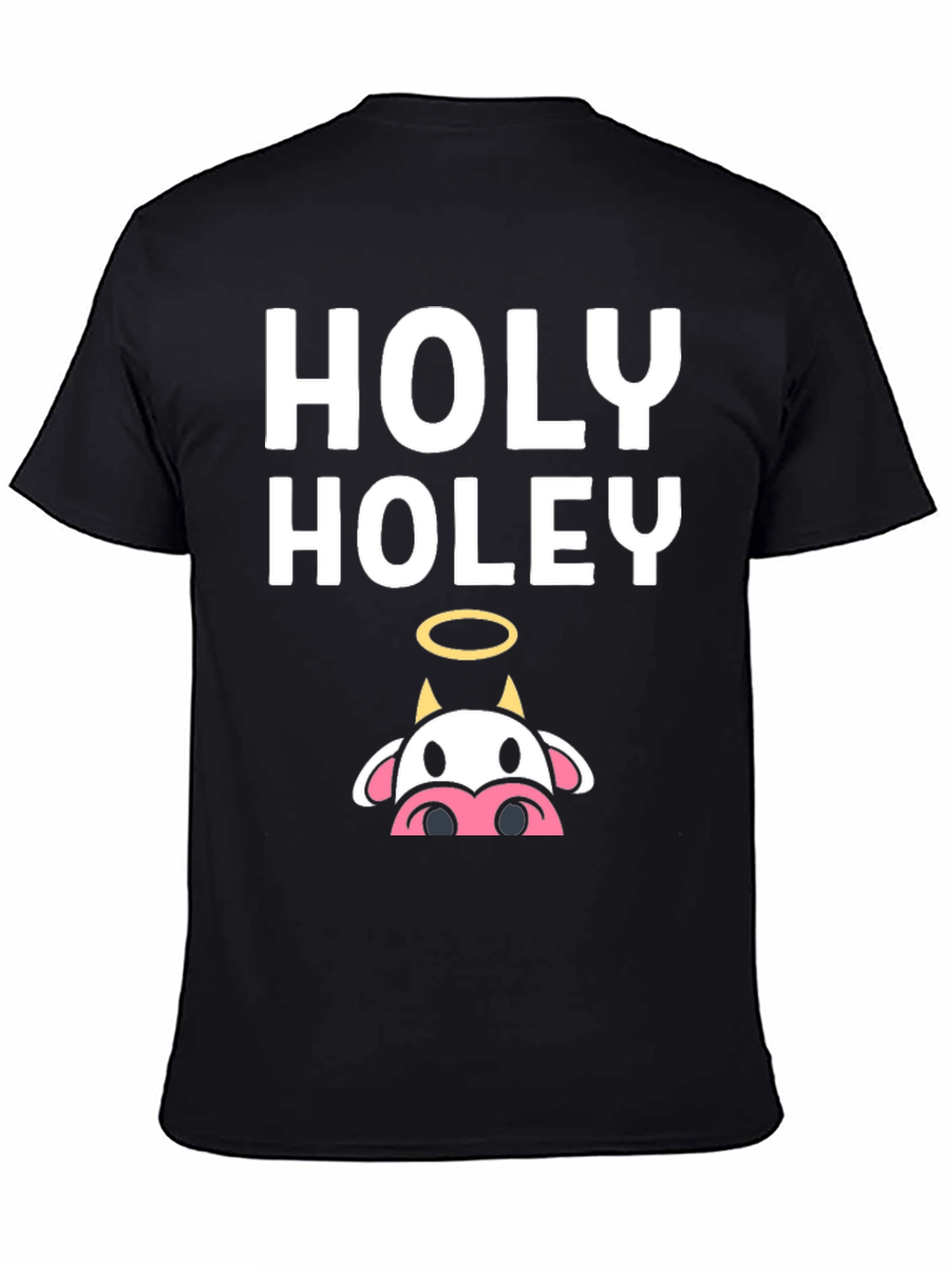 Holy Holey Cow Graphic Tee - Black Casual T-Shirt