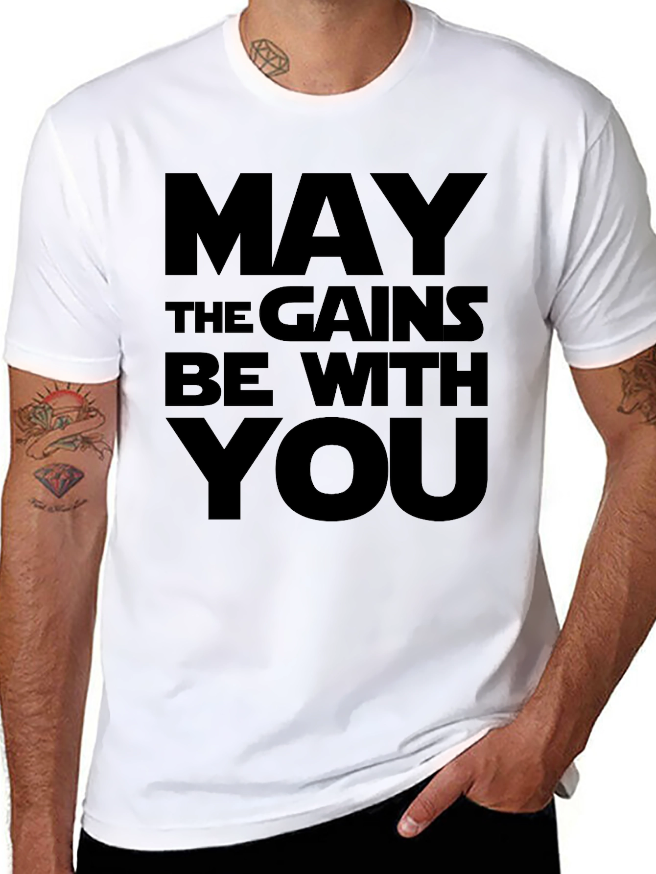 May the Gains Be With You - Black T-Shirt