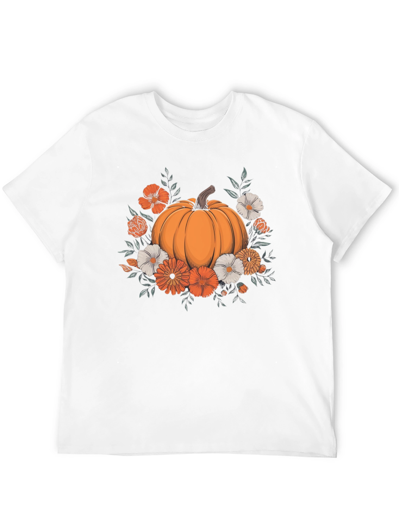 Pumpkin Floral Graphic Tee - Autumn Vibes