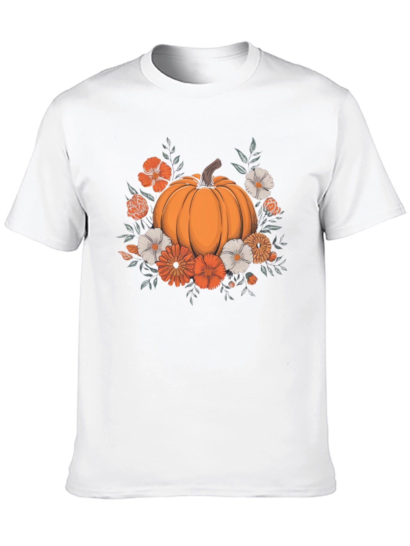 Pumpkin Floral Graphic Tee - Autumn Vibes