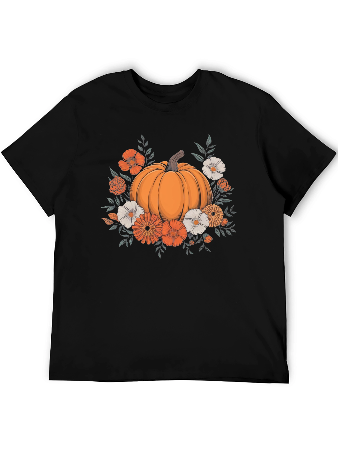 Pumpkin Floral Graphic Tee - Autumn Vibes