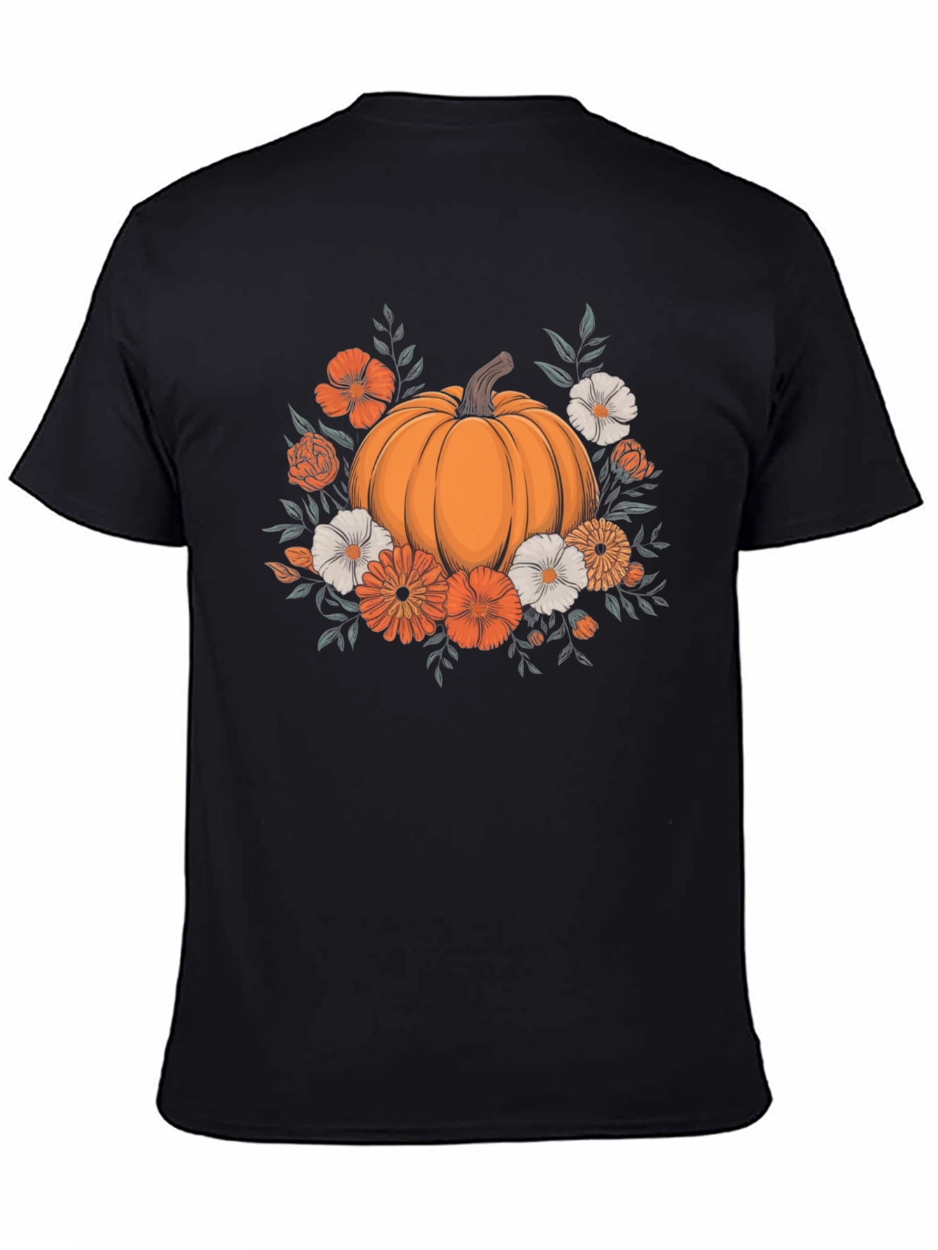 Pumpkin Floral Graphic Tee - Autumn Vibes